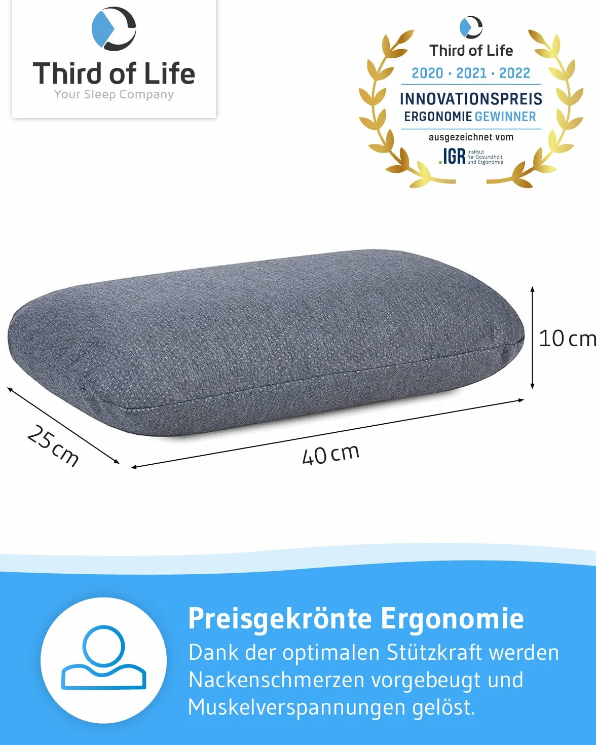 Podróżna poduszka VOLAR Quickdry | Rogal na szyję z pianki Visco | Ortopedyczna poduszka pod kark z szybkoschnącą poszewką termiczną | Mała poduszka do auta, hotelu, samolotu 40x25x10