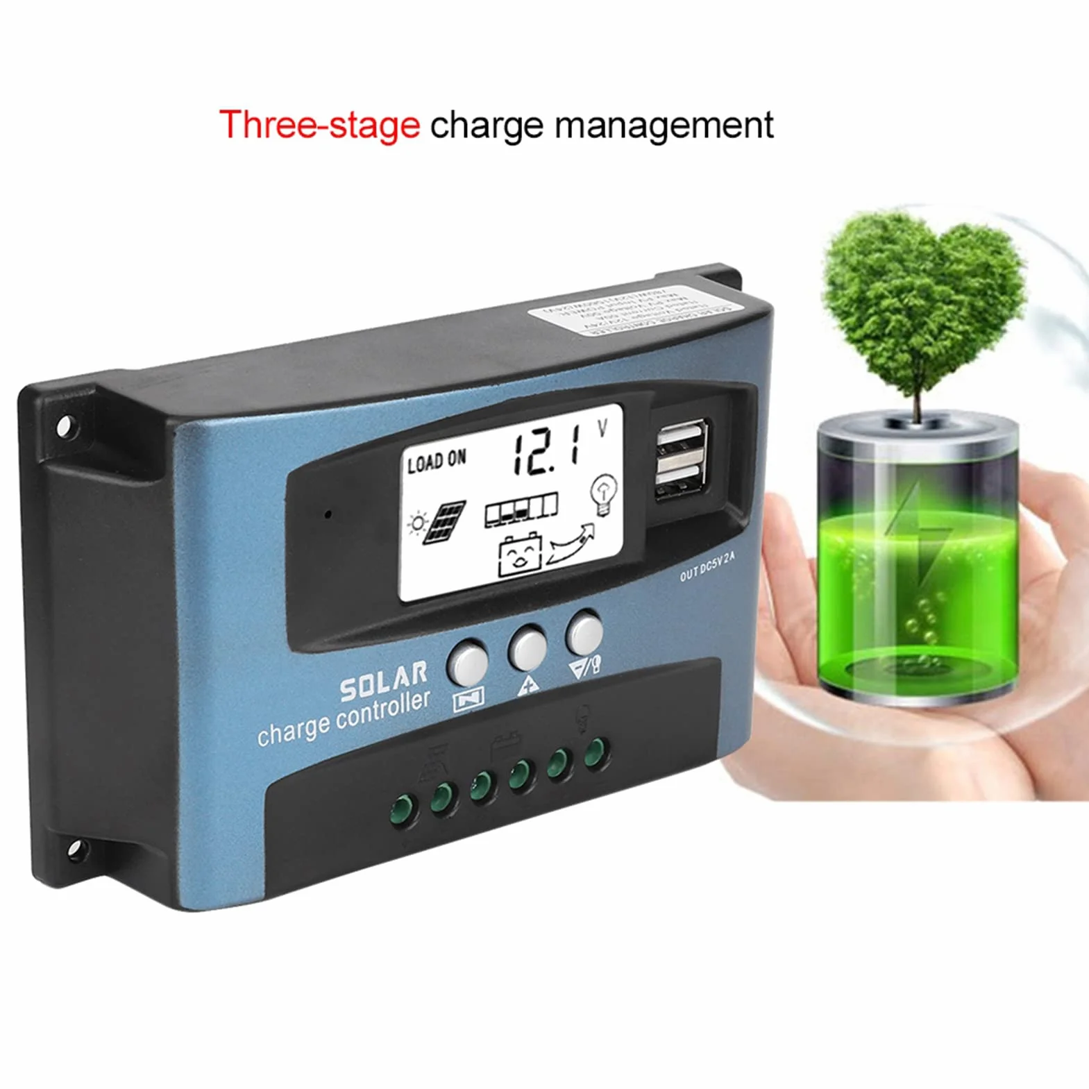 Solarladeregler, MPPT 40/50/60/100A Solarladeregler Dual USB LCD Display 12V 24V(100A) für solarladeregler 40a,100a solarladeregler,laderegler solar 12v,mppt solarladeregler,mppt solarladeregler
