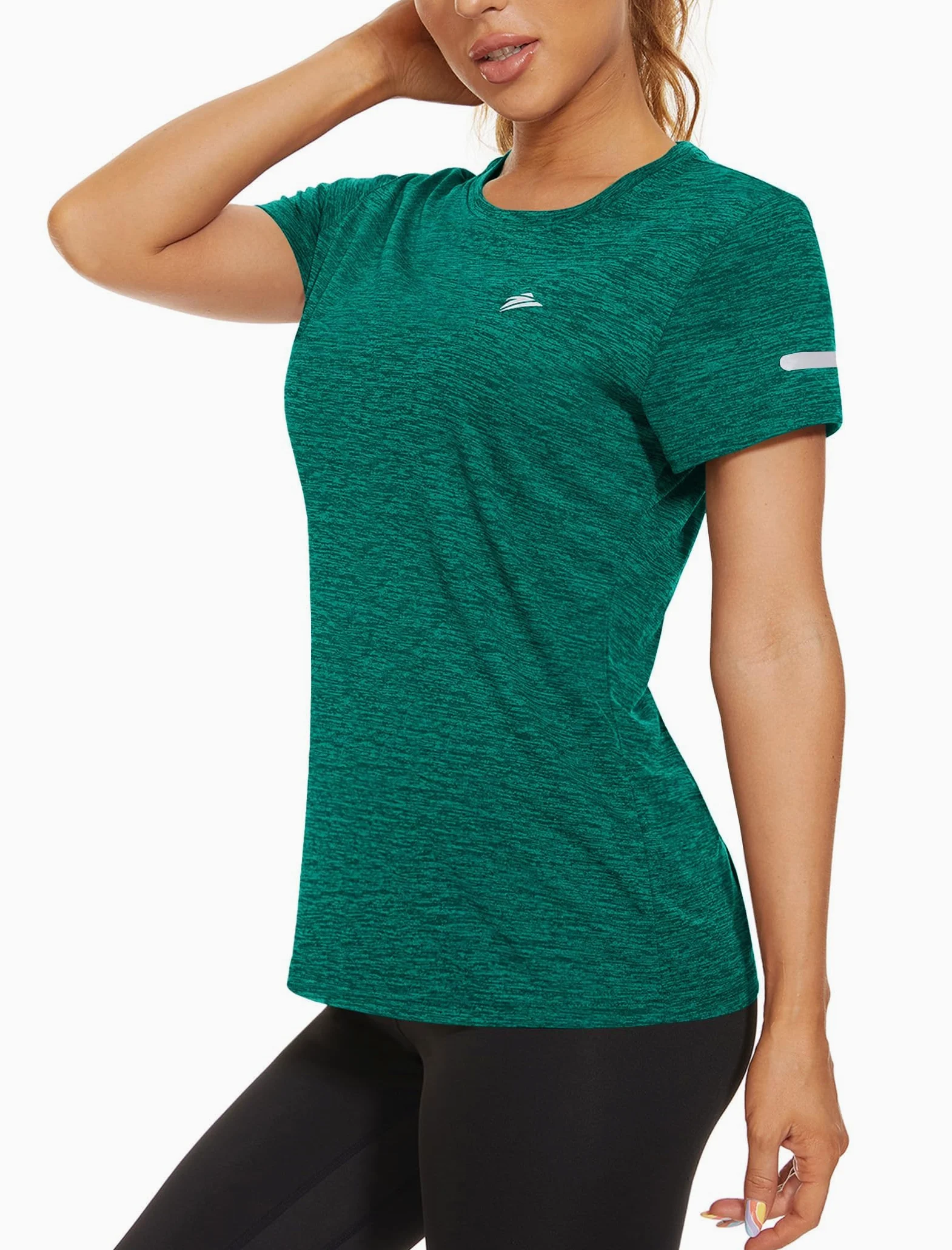 KEFITEVD Damskie Koszulki Sportowe Krótkim Rękawem Szybkoschnący Top do Biegania Krótkim Rękawem Lekki Dla Kobiet T-shirt Z Okrągłym Dekoltem Poliester
