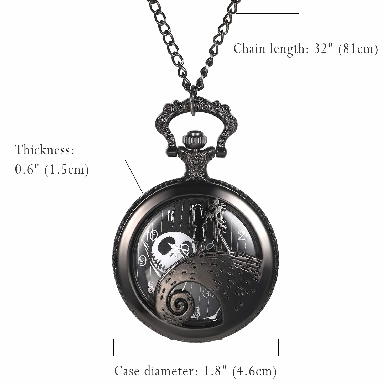 JewelryWe Zegarek kieszonkowy dla pary uroczy duch para numery zegarek kieszonkowy ze stopu dla mężczyzn kobiet