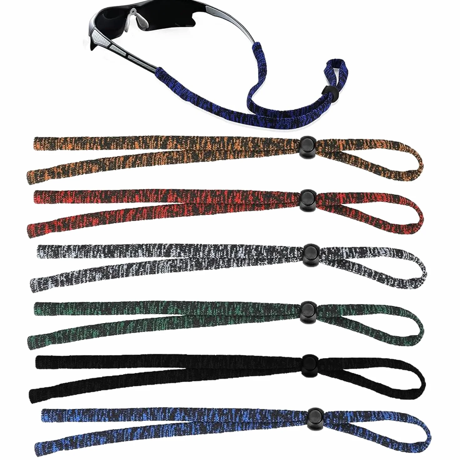 6 sztuk Regulowany Sznurek do Sportowych Okulary Przeciwsłoneczne, Sznurowane Okulary Sportowe Antypoślizgowe Pasek Do Okularów, Łańcuch Do Okulary Przeciwpoślizgowe Pasek Do Biegania, Campingu,