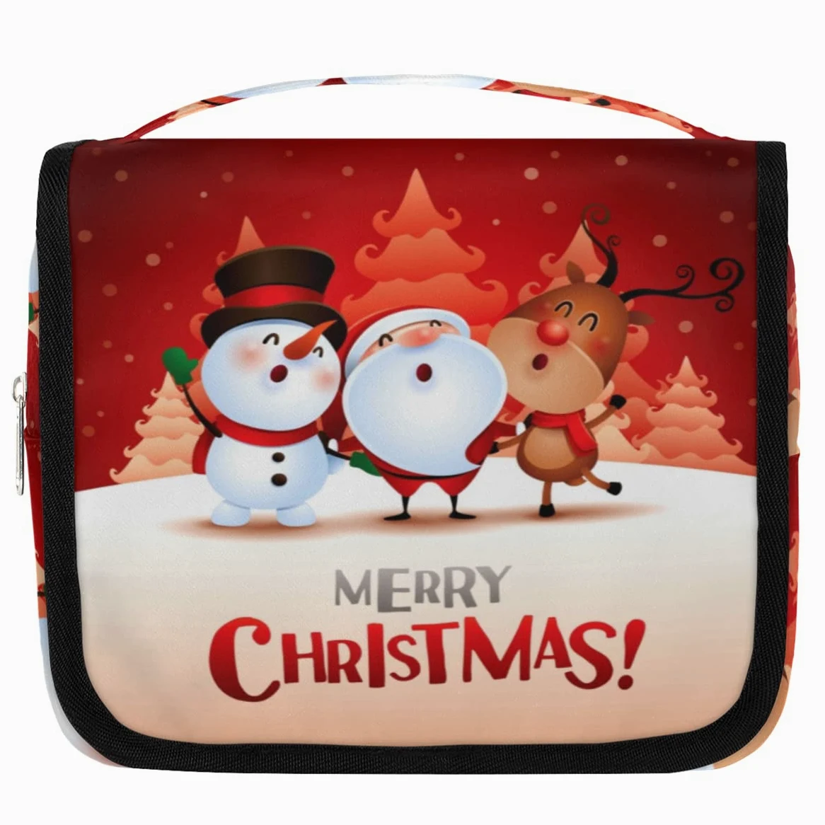Świąteczna podróżna kosmetyczka Wesołych Świąt Wzory Mycie Torebka Unisex Wiszące przybory toaletowe Kosmetyczka Organizer do makijażu, wielobarwny, Jeden rozmiar