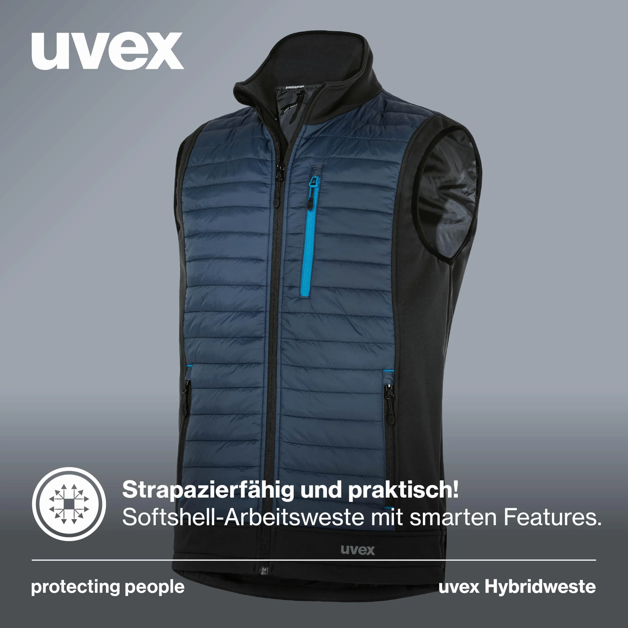 Uvex Tune-up męska kamizelka hybrydowa – pikowana kamizelka – wytrzymała kamizelka robocza