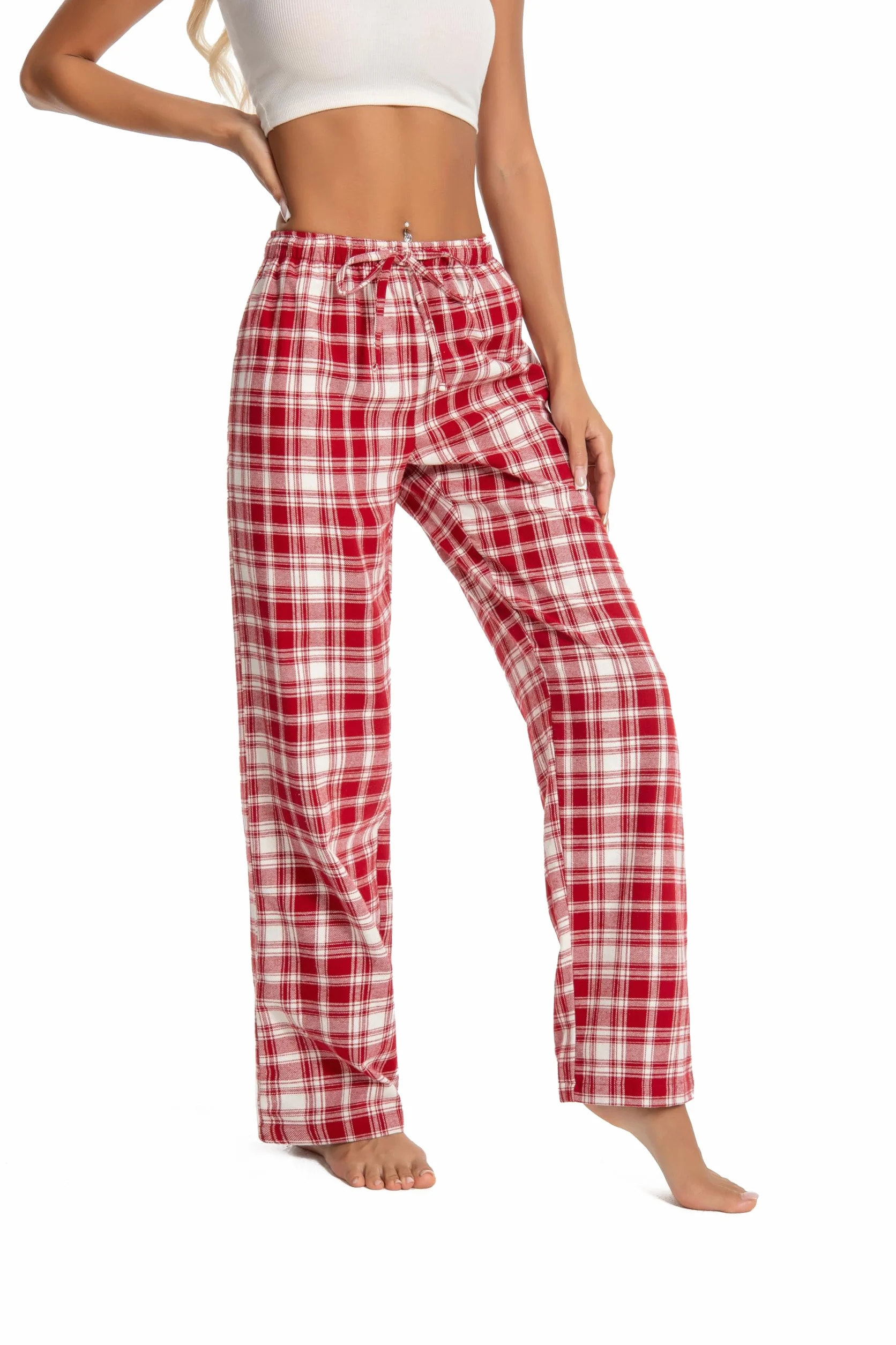 Damskie 100% bawełna super miękka pijama/spodnie wypoczynkowe z kieszeniami