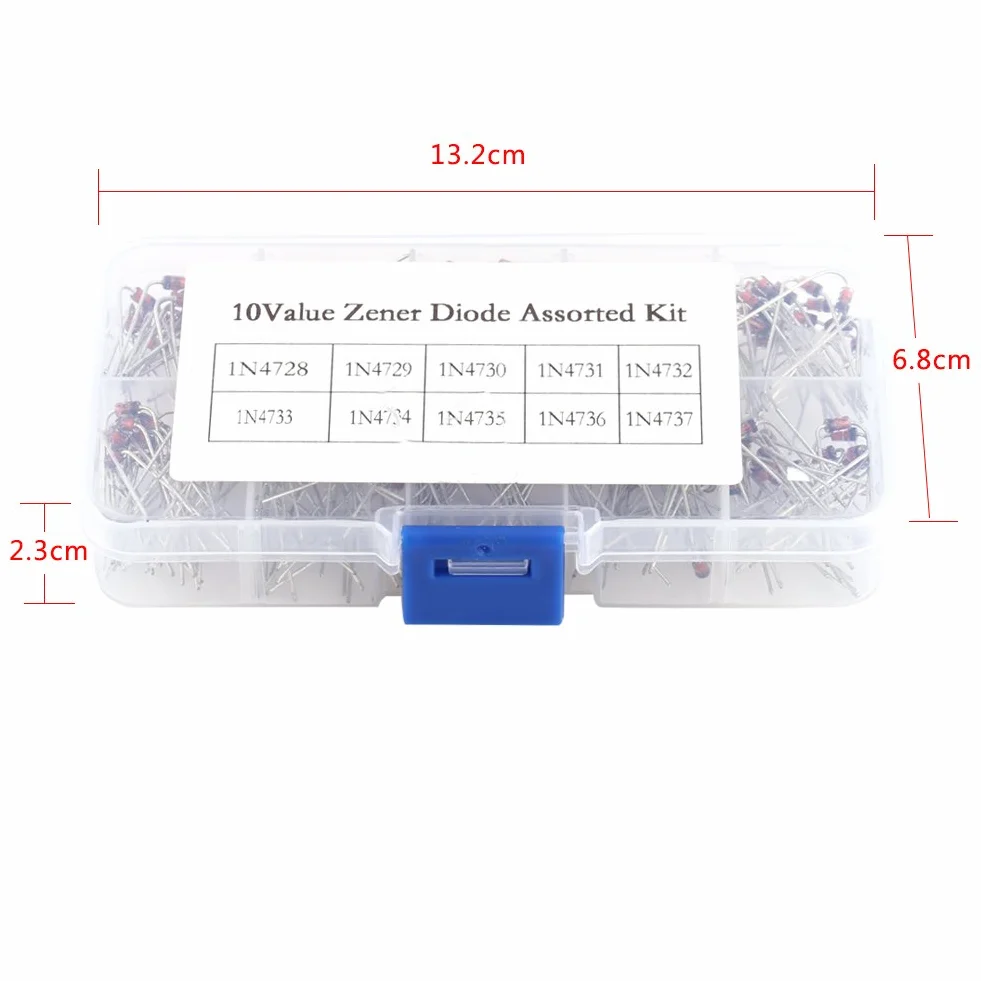 200pcs Dioden10 Werte Zener Spannung Regler Diode Sortiment Elektronische Kit 1N4728~1N4737 Mit Clear Box