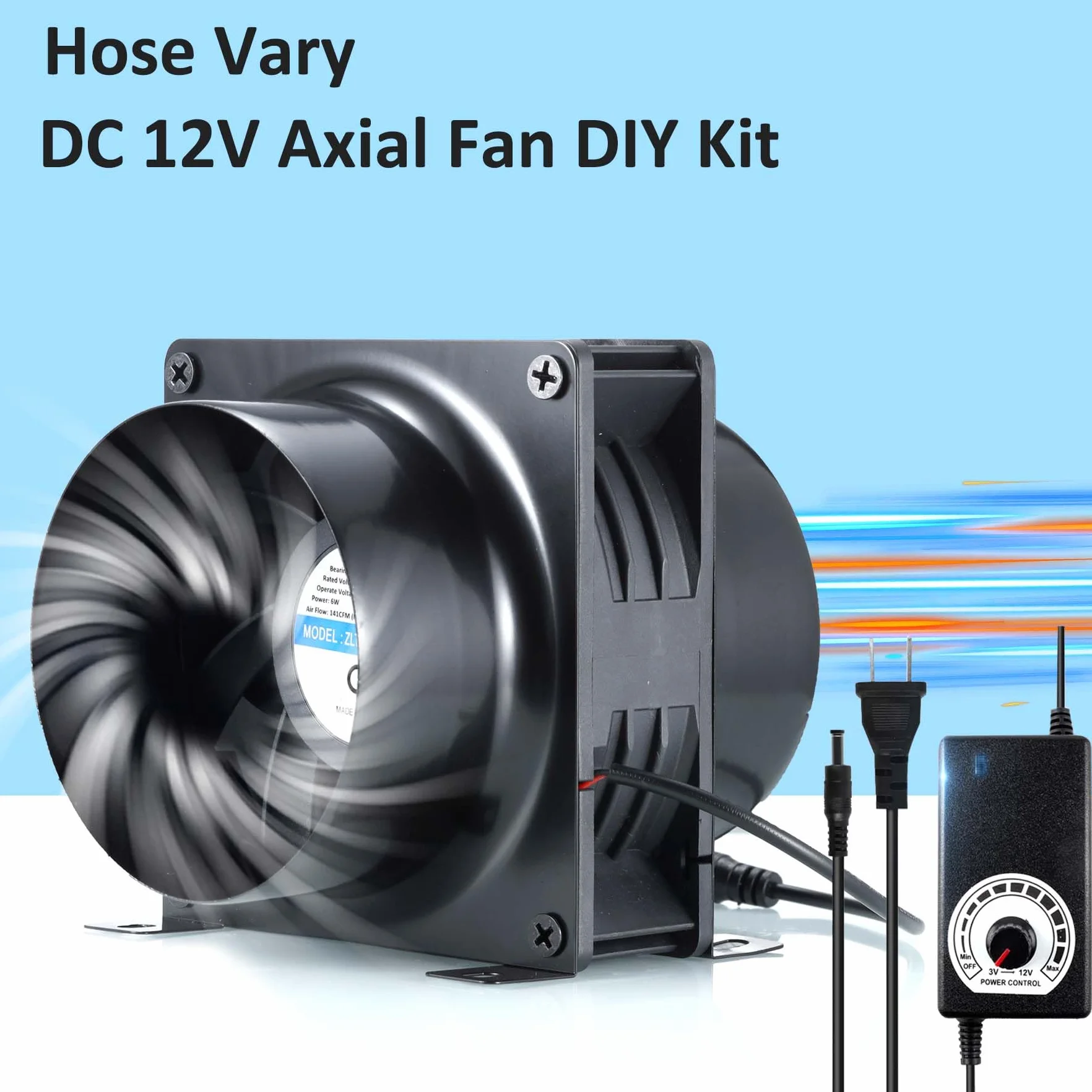 DC12 V wentylator rurowy 100 mm, 3000 obr./min, wentylator wyciągowy 100 mm, ze ściemniaczem 0~100%, adapter kanałowy, siatka do lasera 3D, kabina natryskowa, namiot do uprawy roślin, projekt "zrób to