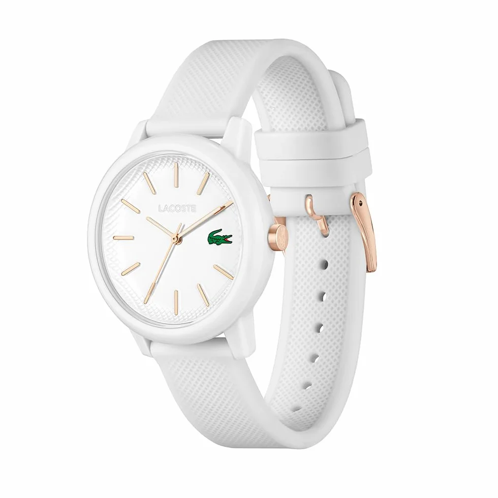 Lacoste Damski Analogowy Zegarek Kwarcowy z Silikonowym Paskiem 2001211, Biały