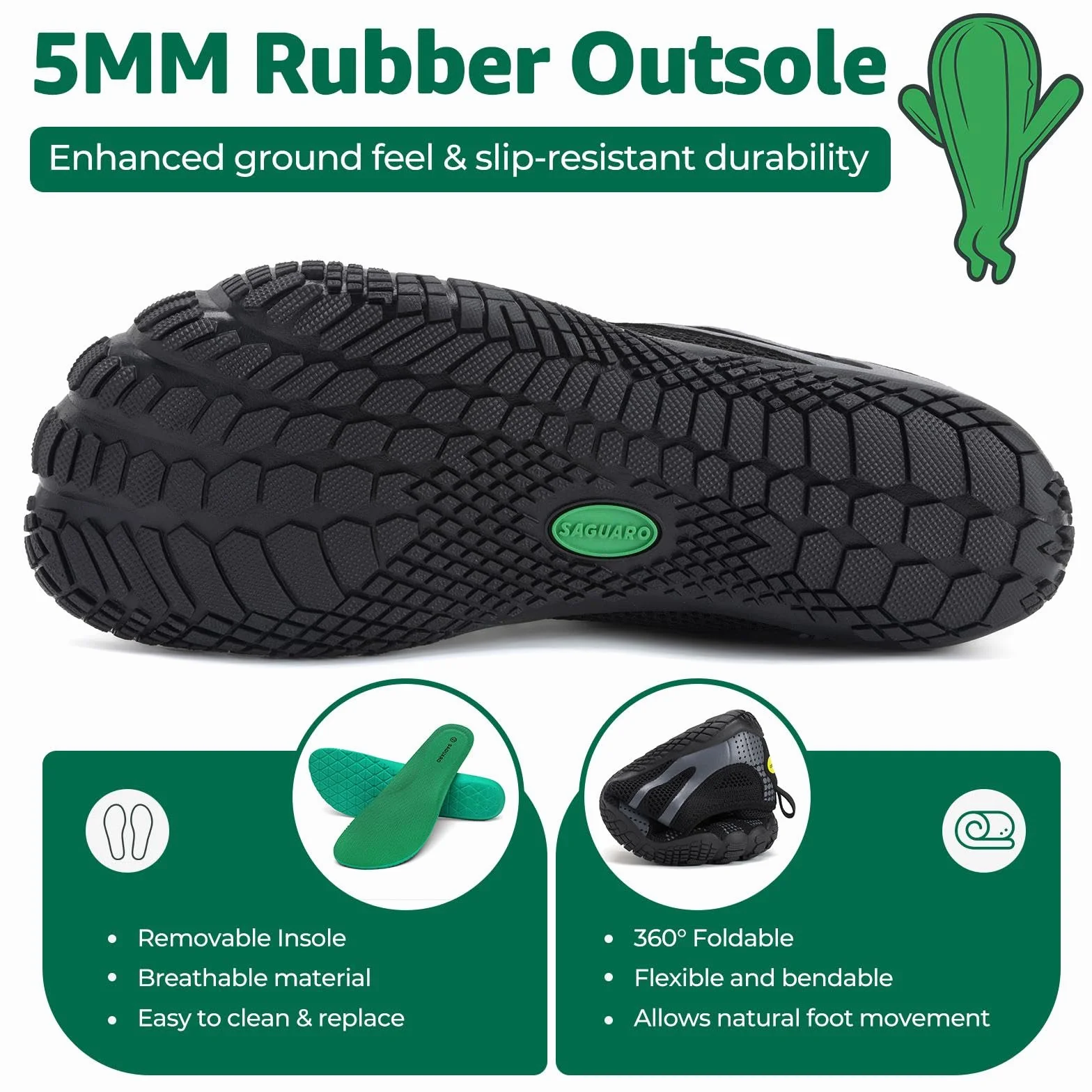 SAGUARO Buty barefoot minimalistyczne oddychające antypoślizgowe na szlak mężczyźni kobiety