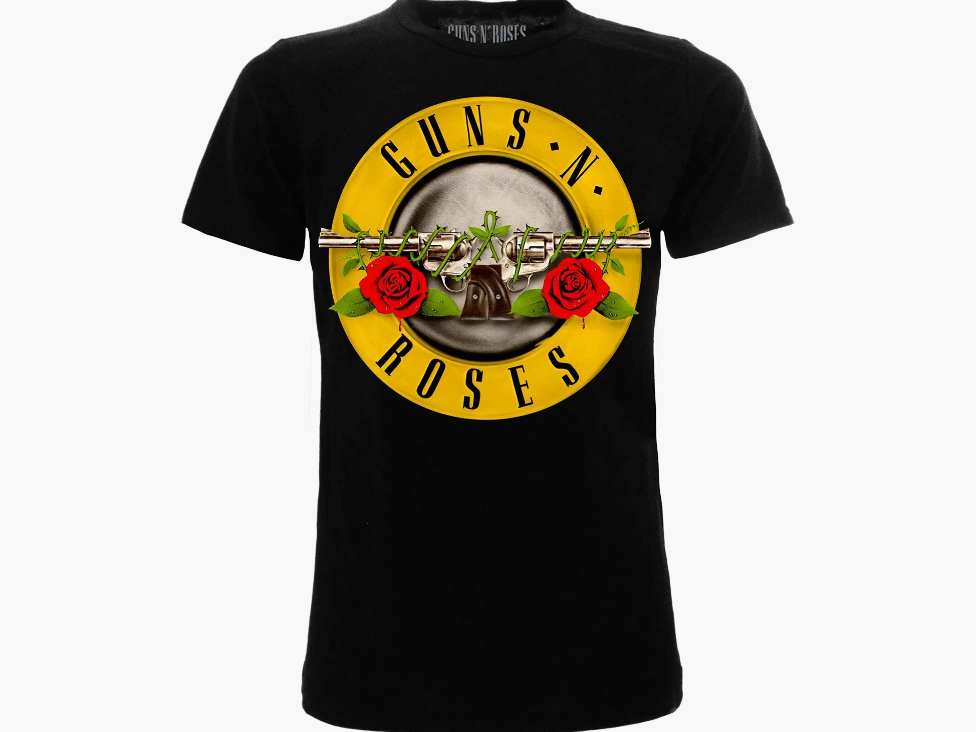 T Shirt Guns N Roses Logo Rose i Rewolwer Oryginalny Symbol zespołu. Wyprodukowane na Licencji. Czarny Unisex. Rozmiary dla dzieci