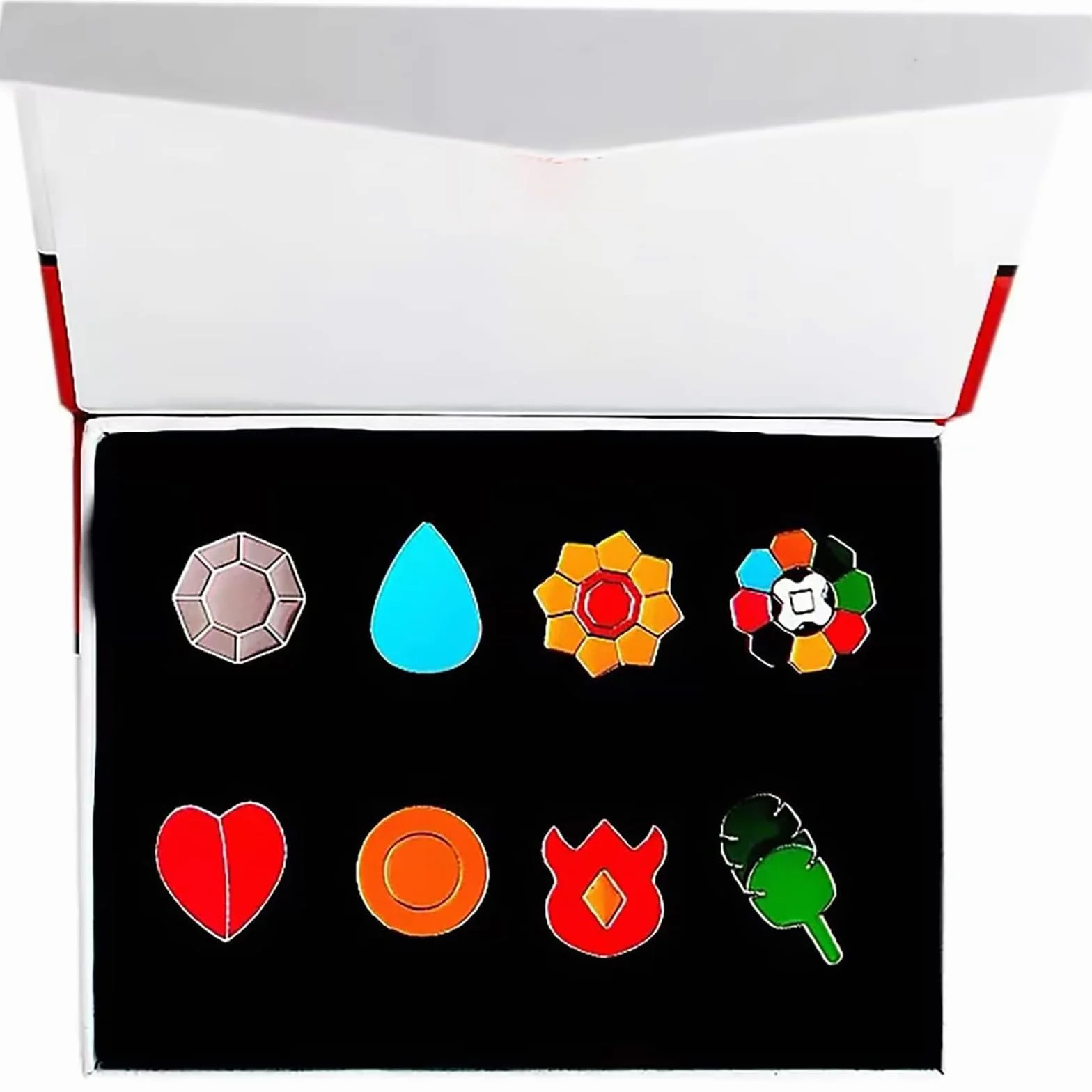 YUANstore Dotyczy Pocket Monster Generation 1-6 Gym Badge Collection Box, kolekcja gier zestaw 8 szt., prezent dla chłopców i dziewcząt