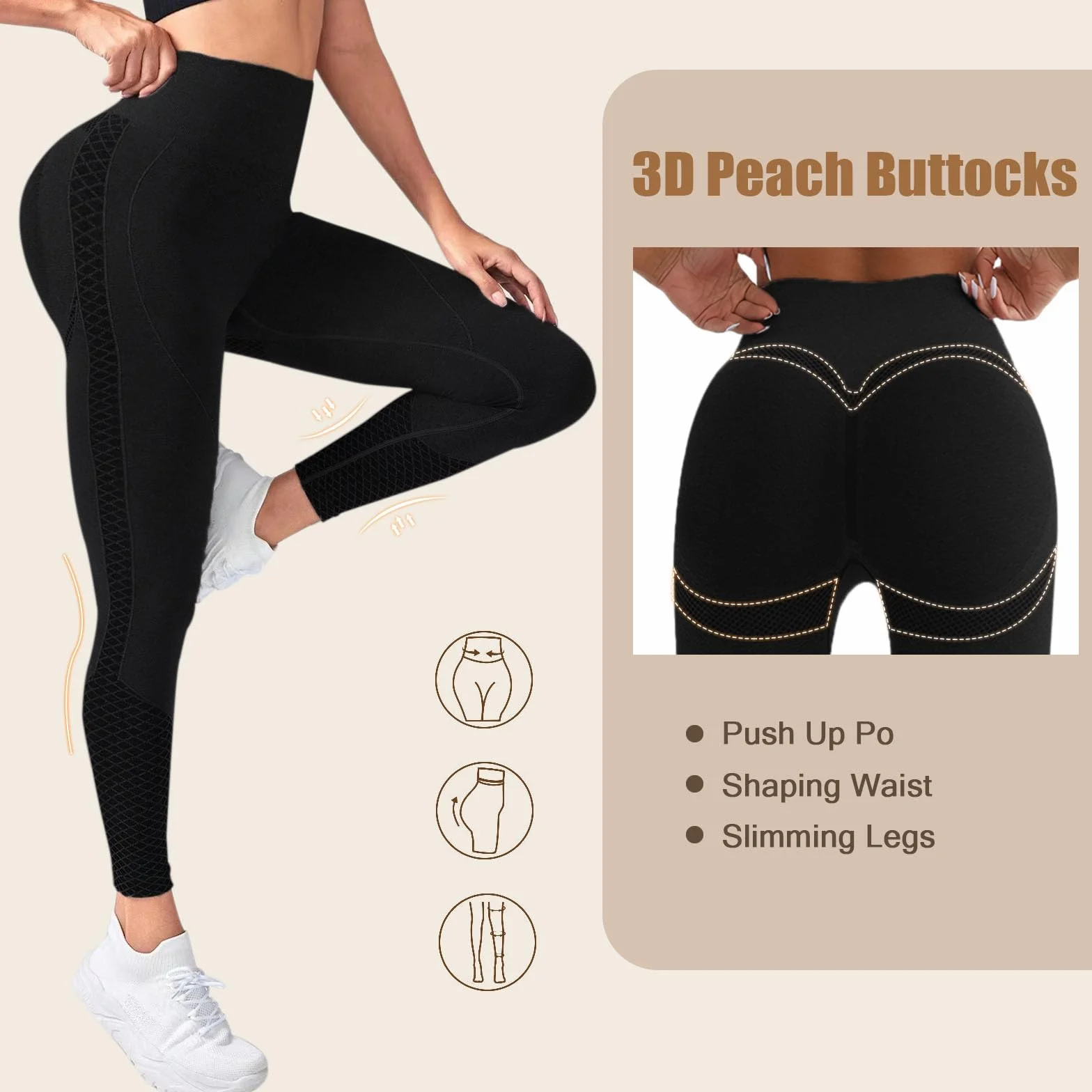 Damskie legginsy sportowe Push Up Booty Scrunch Legginsy wyszczuplające spodnie na siłownię z wysokim stanem matowe bezszwowe legginsy antycellulitowe joga fitness