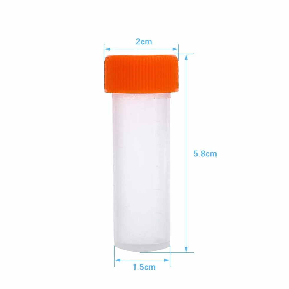 Plastikowe probówki 5 ml 10 szt. fiolki pojemniki na próbki z zakrętkami