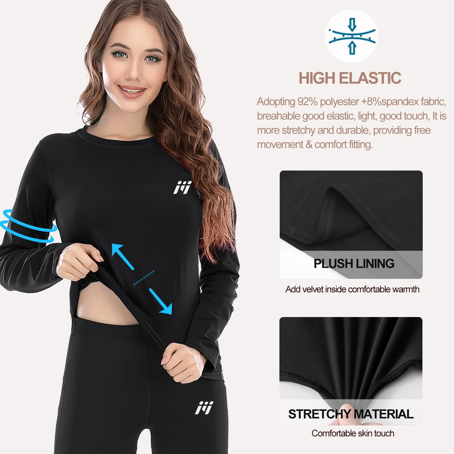 MEETWEE Damska koszulka termiczna z długim rękawem Kompresja bielizna Sport T-Shirt Baselayer Racing