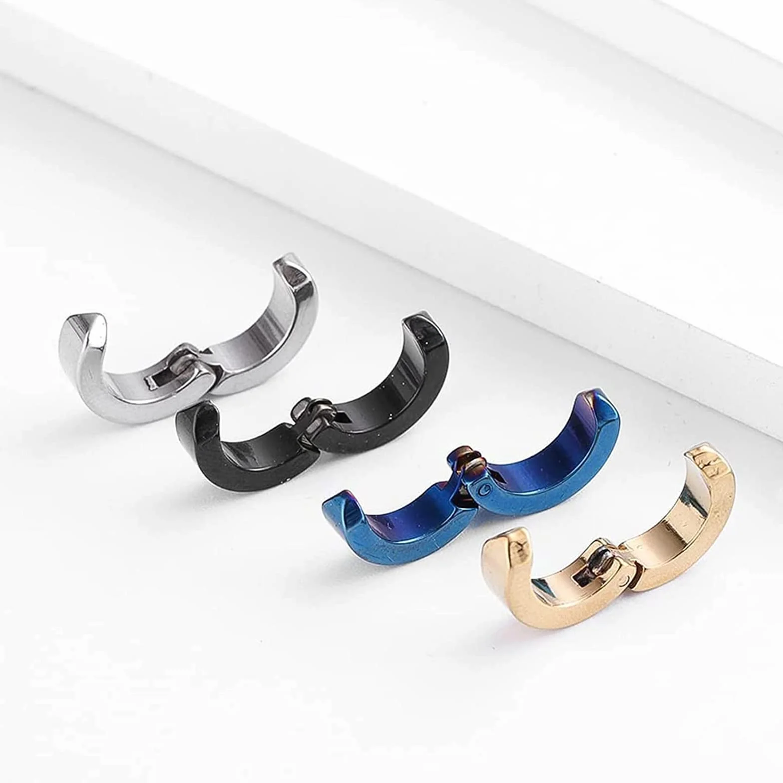 10 sztuk Non-Piercing kolczyki do uszu klip fałszywe pierścienie do uszu dla mężczyzn i kobiet, ze stali nierdzewnej, 5 kolorów