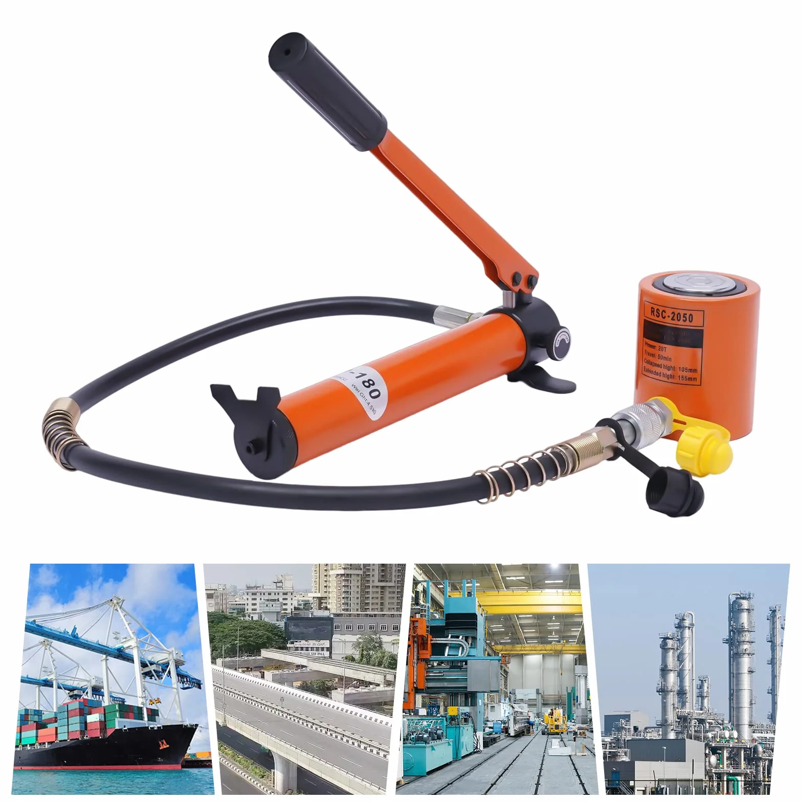 Siłownik hydrauliczny, podnośnik, siłownik hydrauliczny, zestaw do montażu, przenośny podnośnik hydrauliczny 20T 50 mm z ręczną pompą hydrauliczną 70 Mpa 350 CC do naprawy samochodów, ciężarówek
