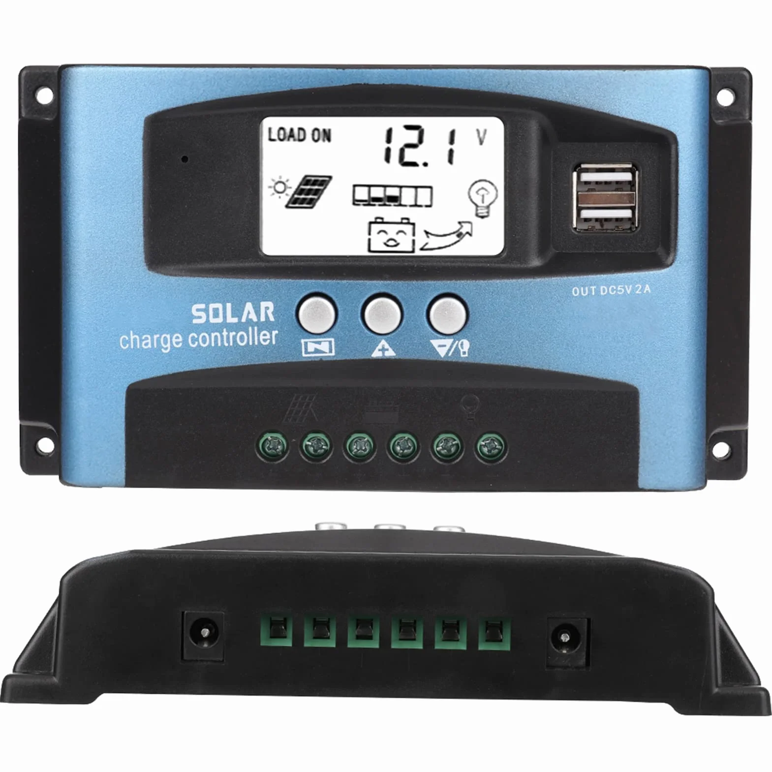 Kontroler ładowania słonecznego, MPPT 40/50/60/100A ładowarka solarna regulator ładowania kontroler panelu podwójny wyświetlacz LCD USB 12 V 24 V do paneli słonecznych (50A)