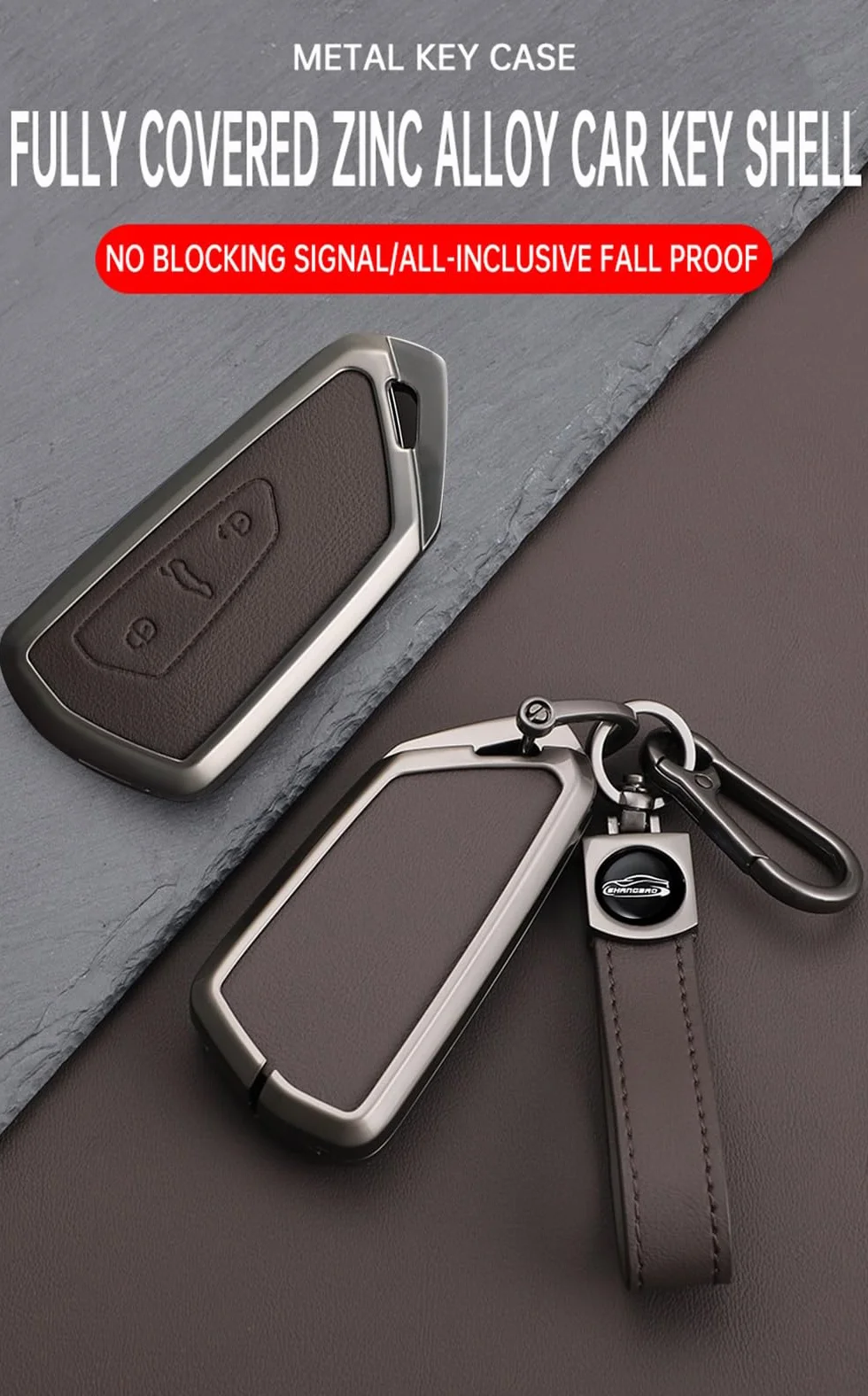 ontto Etui na kluczyki samochodowe, pasuje do VW Golf 8 R, ID4, ID5, ID.7, Seat Leon, FR, MK4, Cupra, Formentor, do Skoda Octavia A8 MK8, ze stopu cynku, skóra, etui ochronne, osłona na klucze,