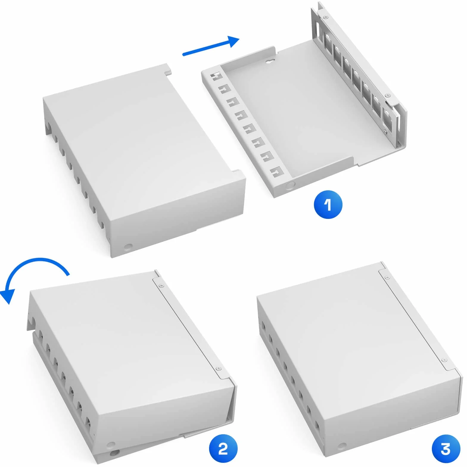 HB-DIGITAL Zestaw: 8-portowy panel krosowy obudowa do modułów Keystone + 8 x Cat.8 Keystone RJ45 gniazdo Jack do instalacji sieciowej kompatybilne z kablem instalacyjnym LAN Ethernet | jasnoszary