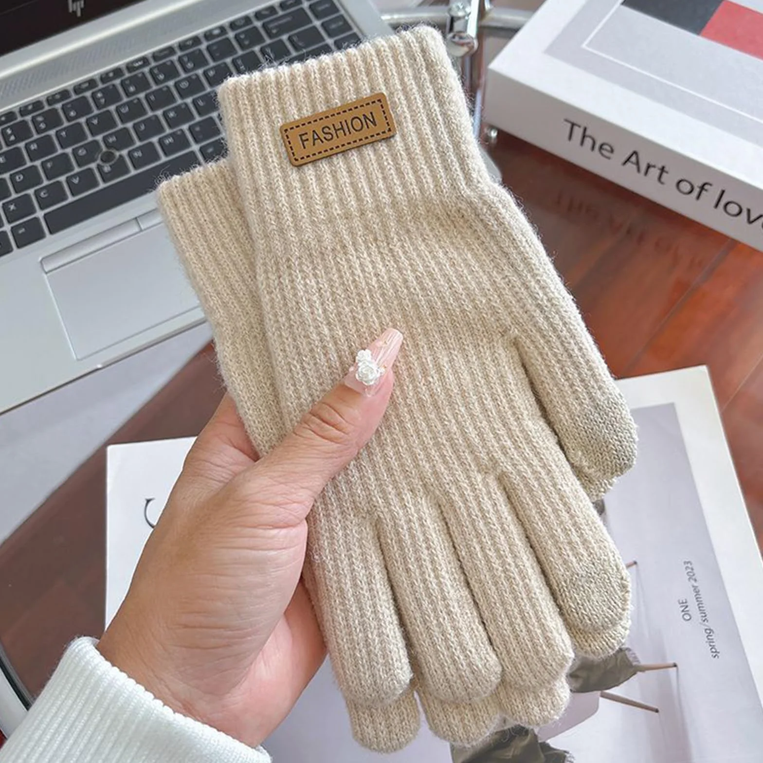 Zimowe rękawiczki damskie z czapką i szalikiem, dzianinowa czapka typu beanie pętla, elastyczna czapka z szalikiem dla kobiet, zimowa ciepła dzianinowa czapka, ciepła pluszowa podszewka