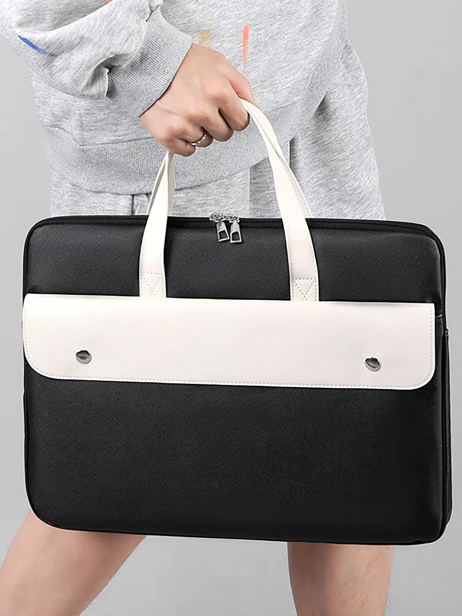 Torba na laptopa, wodoodporny skórzany pokrowiec na laptopa do 15,6 cala, kompaktowy i lekki, wiele kieszeni do podróży, biznesu i pracy