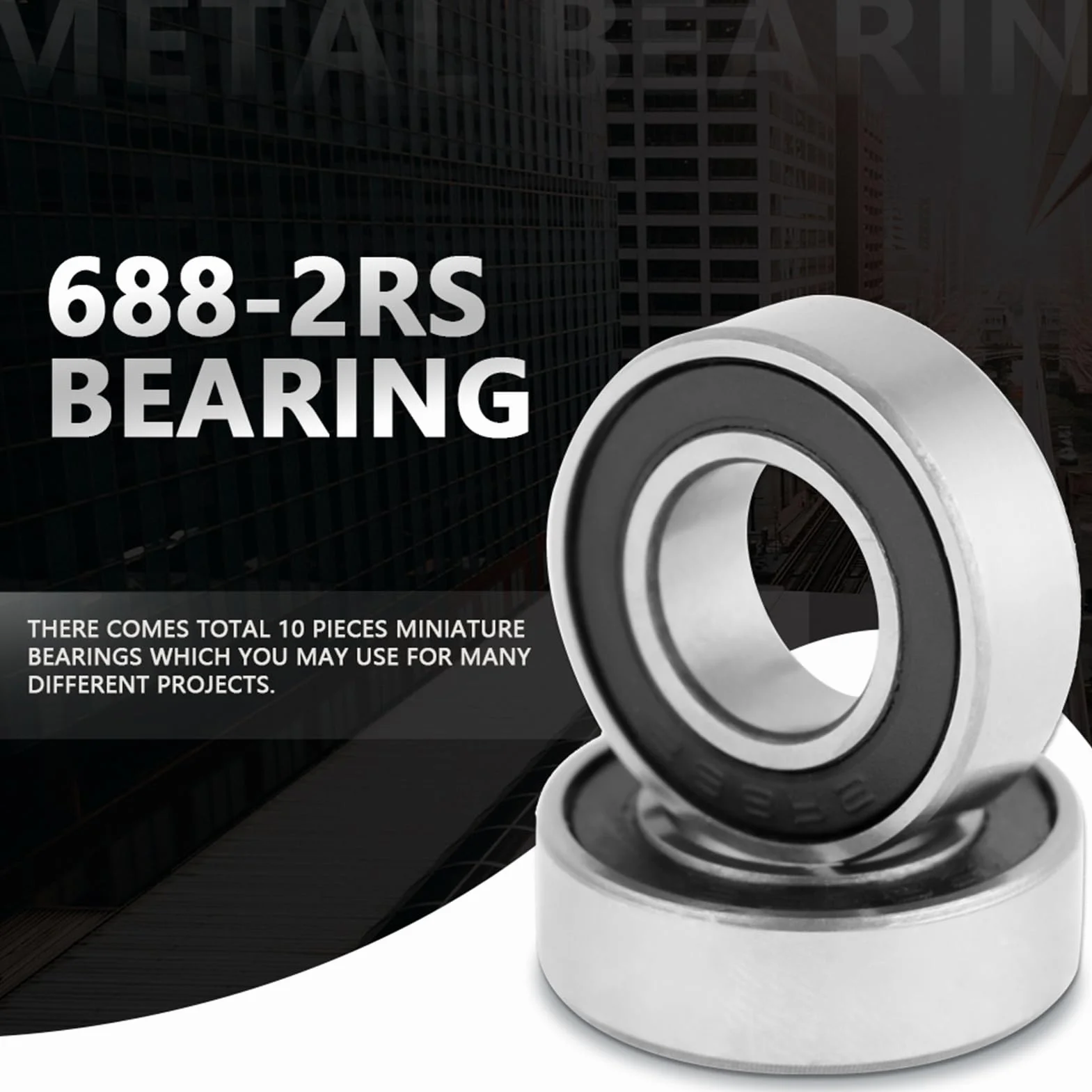 10 szt. 688-2RS 8 x 16 x 5 mm Gumowe uszczelnione łożyska kulkowe Materiał metalowy jednorzędowy element toczny