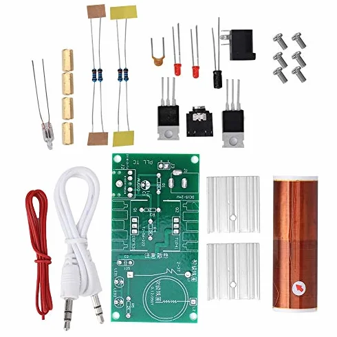 Cewka Tesli Zestaw do samodzielnego montażu, DC 15-24V 2A Mini muzyka Cewka Tesli Zestawy do samodzielnego montażu Moduł cewki Tesli Głośnik plazmowy niezmontowany Mini zestaw elektroniki do majsterkowania Narzędzie 15W, model eksperymentalny do ćwiczeń b