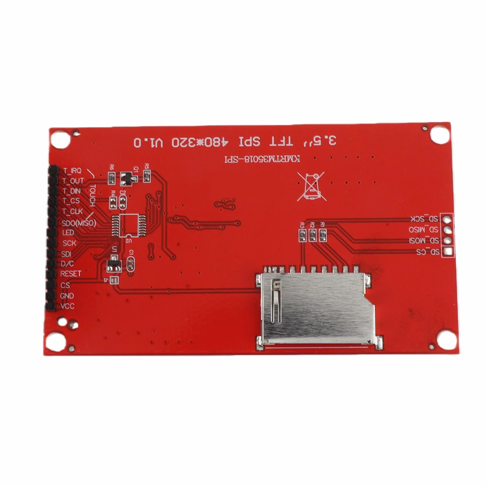 Moduł wyświetlacza LCD, 3,5-calowy moduł wyświetlacza LCD TFT 480 x 320, 4-żyłowy interfejs SPI, układ sterownika ILI9488, mini moduł wyświetlacza TFT do majsterkowania elektronicznych 3,3 V ~ 5 V