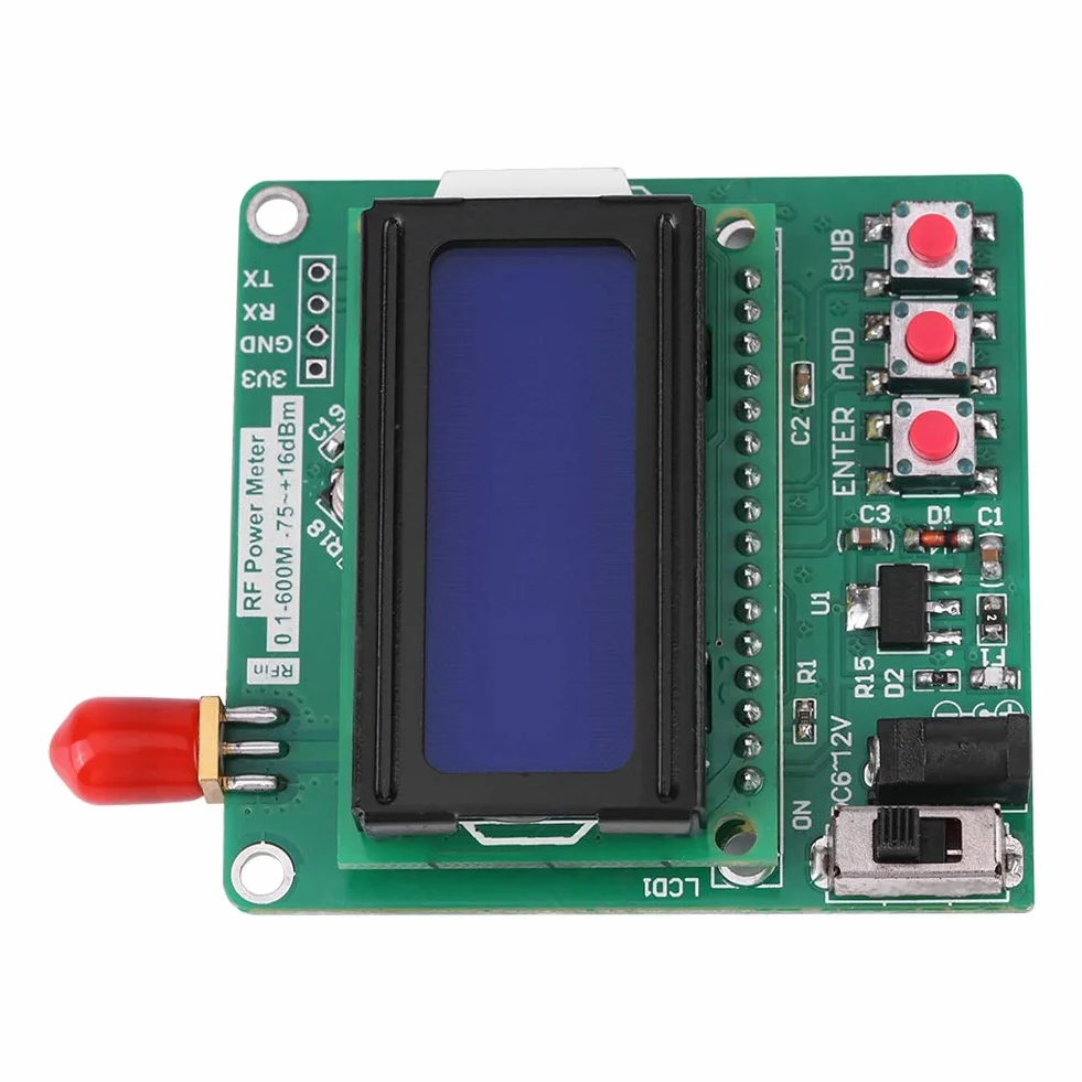 Miernik Mocy RF Miernik Mocy 1–600 MHz, Miernik Mocy RF Miernik Mocy RF Testowanie Elektryczne Mierniki Mocy Miernik Tłumienia Częstotliwości z Cyfrowym Wyświetlaczem LCD do Radia