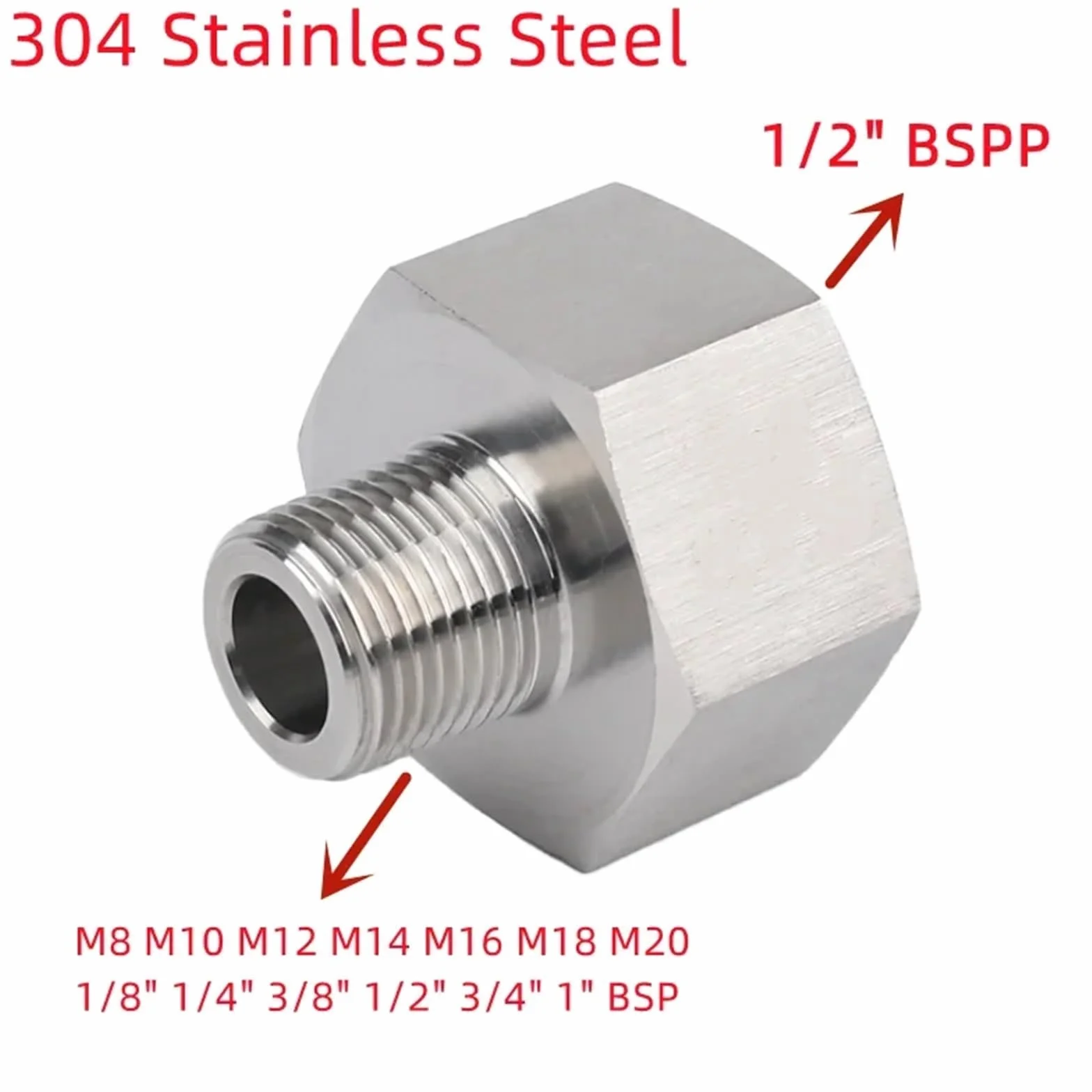 Złącze do rur wysokociśnieniowych ze stali nierdzewnej 304, gwint żeński 1/2" BSPP do M8, M16, M20, gwint męski 1/8", 1/4", 3/8", 1/2", 3/4" BSP(M16x1.5 Male)