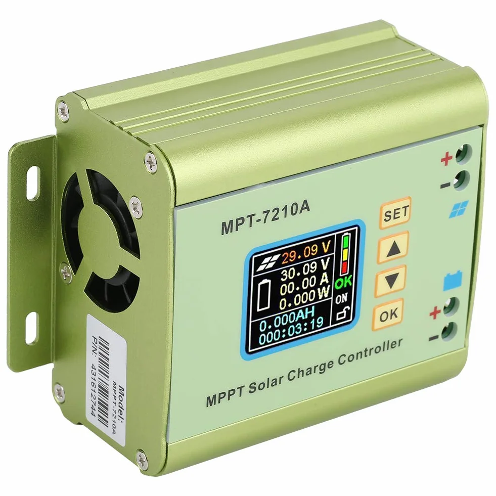 Regulator ładowania panelu słonecznego, MPT-7210A kontroler ładowania panelu słonecznego wyświetlacz LCD kontroler solarny dla przemysłu domowego komercyjnego samochodu łodzi