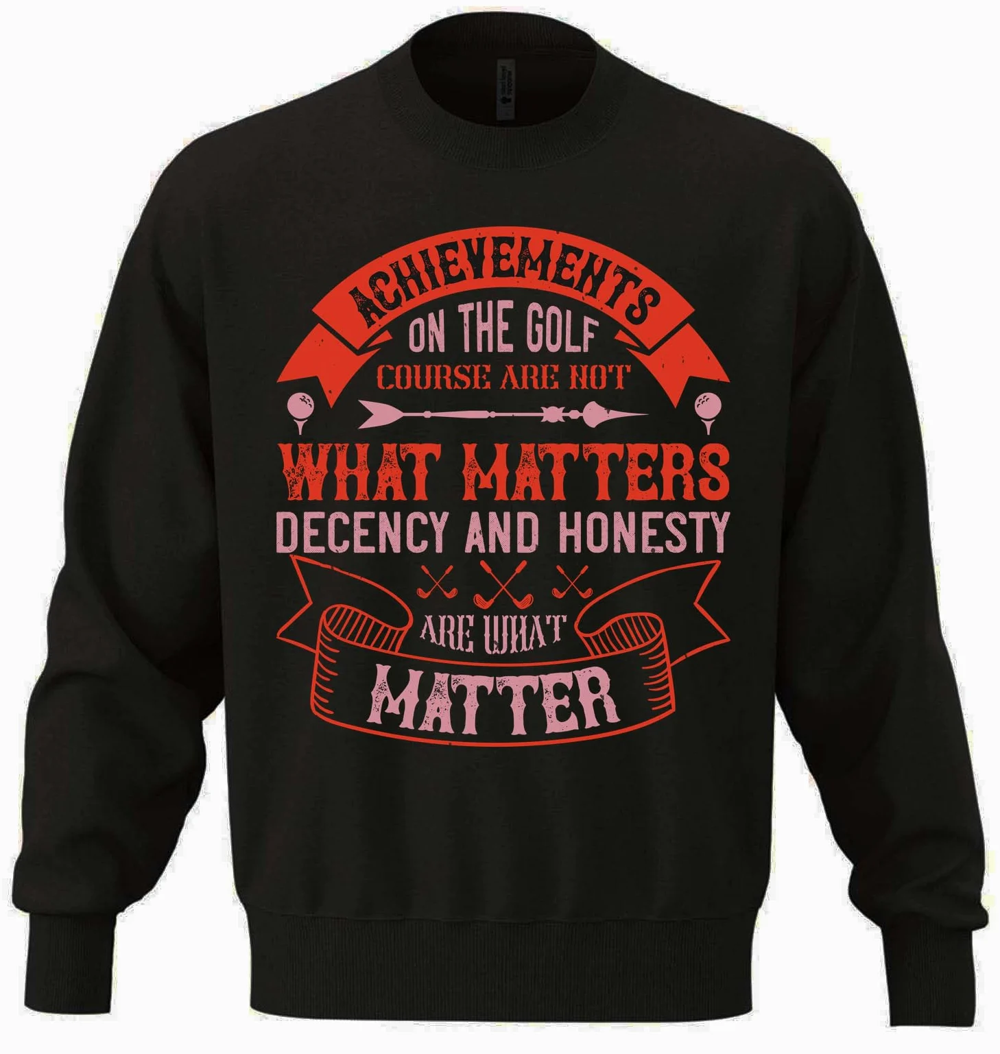 Osiągnięcia na polu golfowym nie są tym, co ma znaczenie, przyzwoitość i uczciwość są tym, co ważne, unisex bluza oversize z mieszanki bawełny ciężka czarna