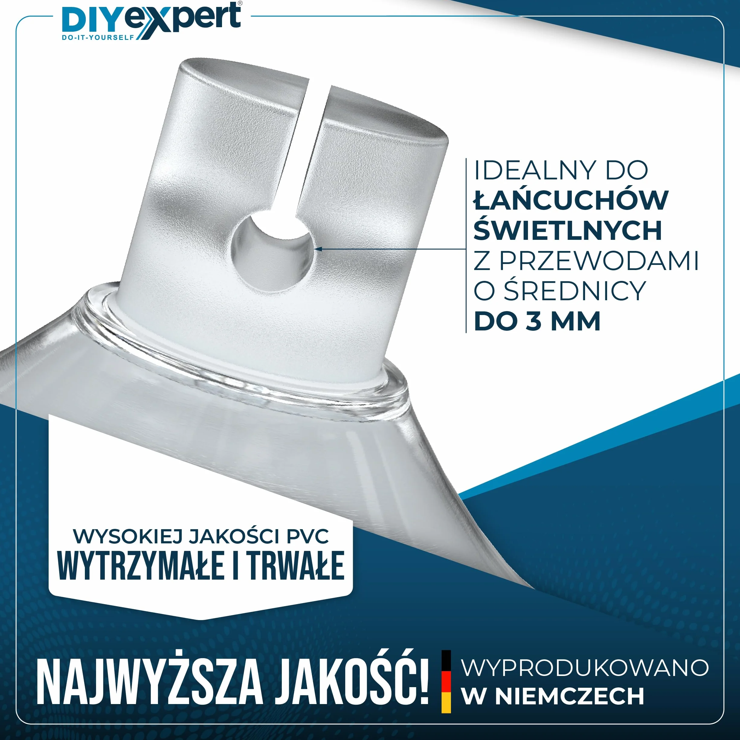 DIY expert 50 x przyssawka do łańcuchów świetlnych, Ø 20 mm, przyssawka, haczyk z przyssawką, ssawka szczelinowa, wyprodukowano w Niemczech