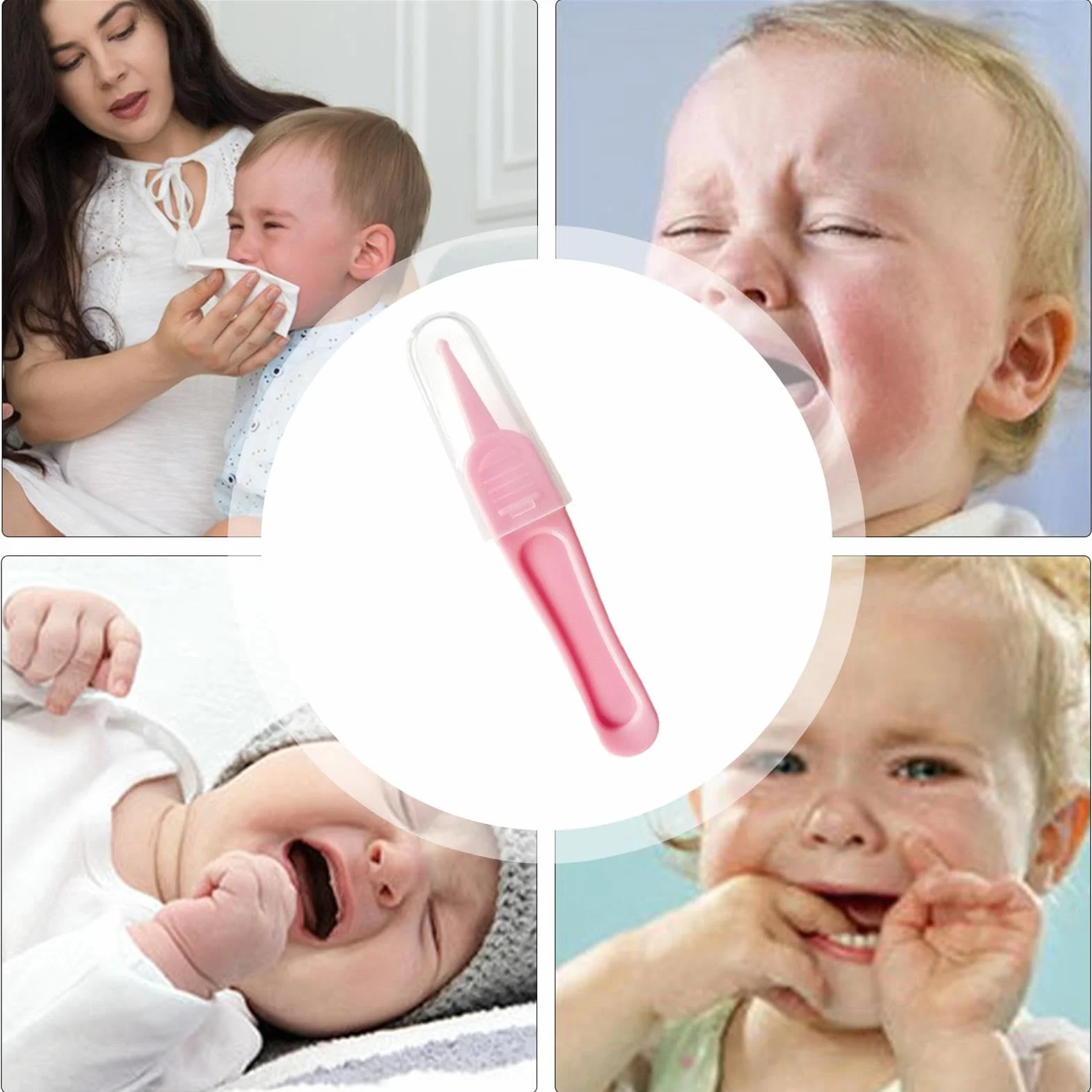 Booger Picker Tool – szczypce do czyszczenia nosa dla niemowląt | Okrągły pincet bezpieczny i skuteczny, materiały czyszczące szczypce przenośne kleszcze dla dzieci do czyszczenia kanałów usznych,