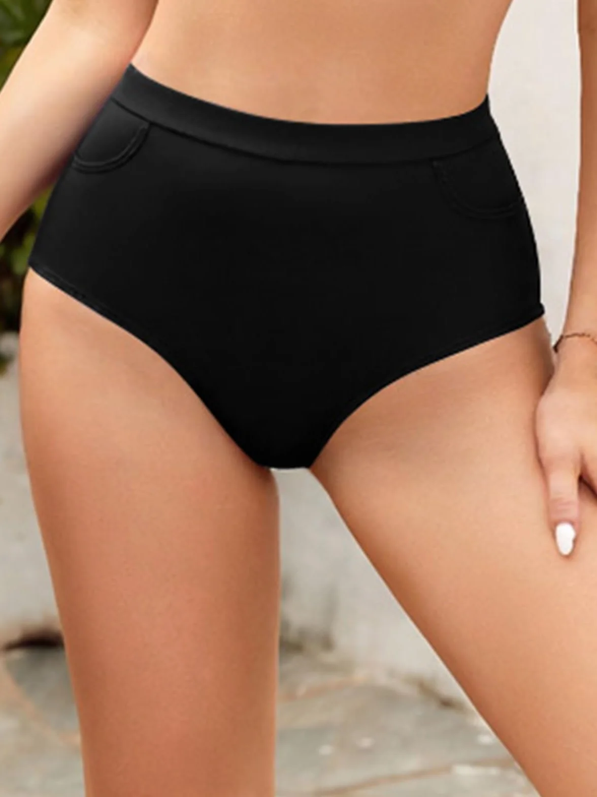 SHEKINI Damskie spodnie bikini, wyszczuplające brzuch, klasyczne spodenki kąpielowe dla kobiet, do pływania, na plażę, sportowe szorty plażowe, z kieszeniami