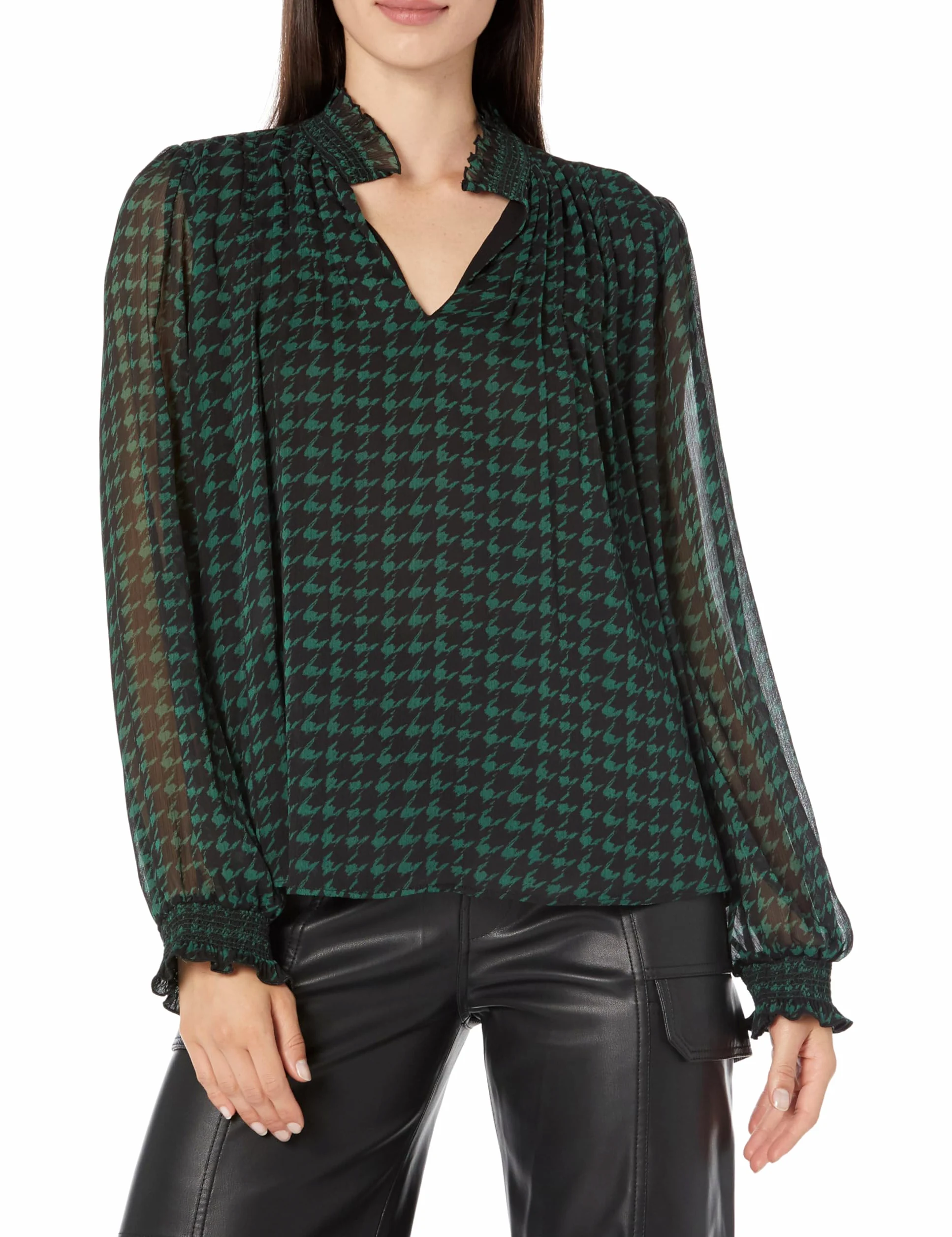 Karl Lagerfeld Paris L3hah560-et0-xs koszula damska, czarna/Deep Forest, rozmiar X-Klein, Czarny/Deep Forest, XS
