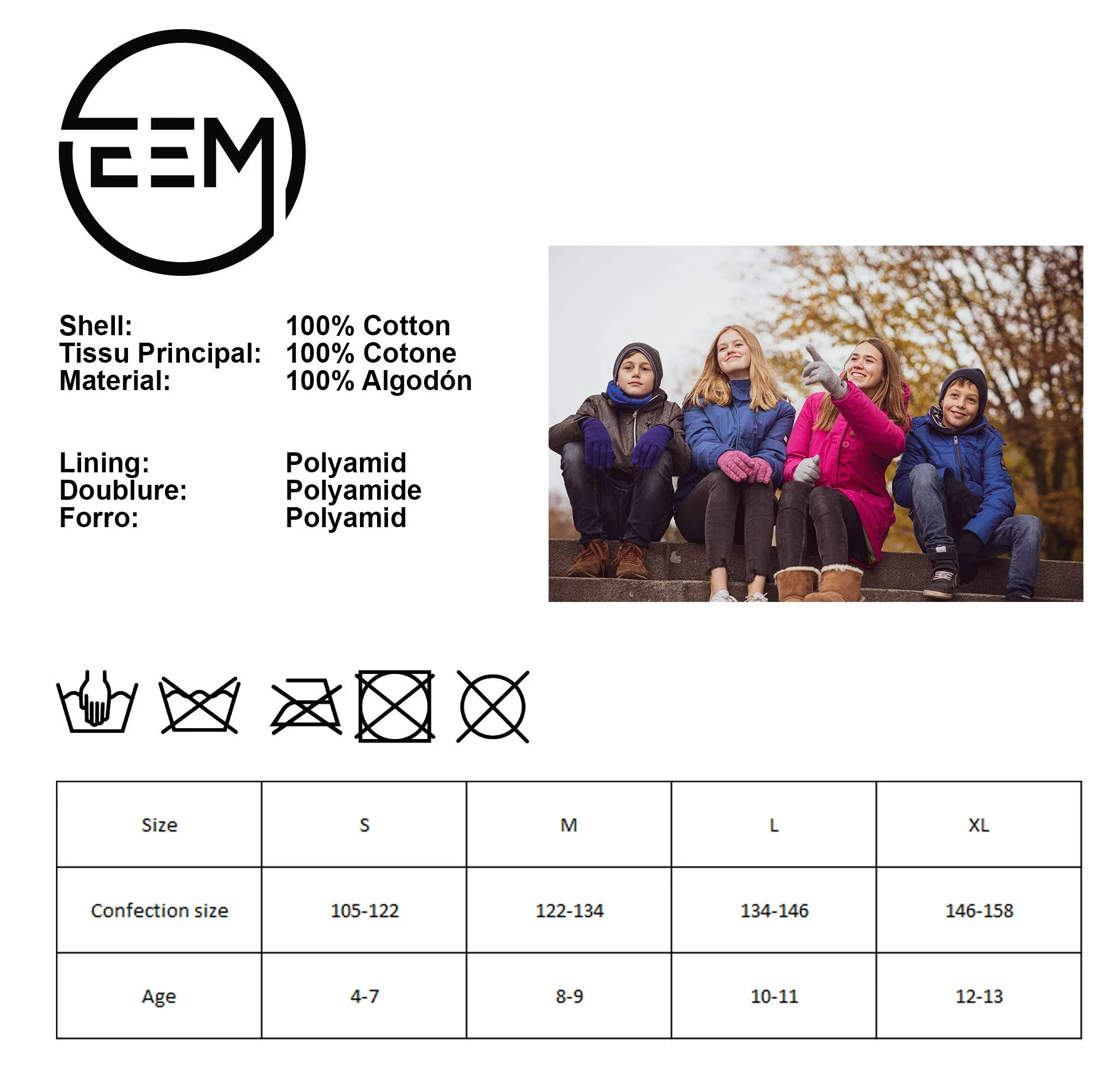 EEM dziecięce buty Marko & Marie z podszewką termiczną Thinsulate z poliestru, materiał dzianinowy ze 100% bawełny