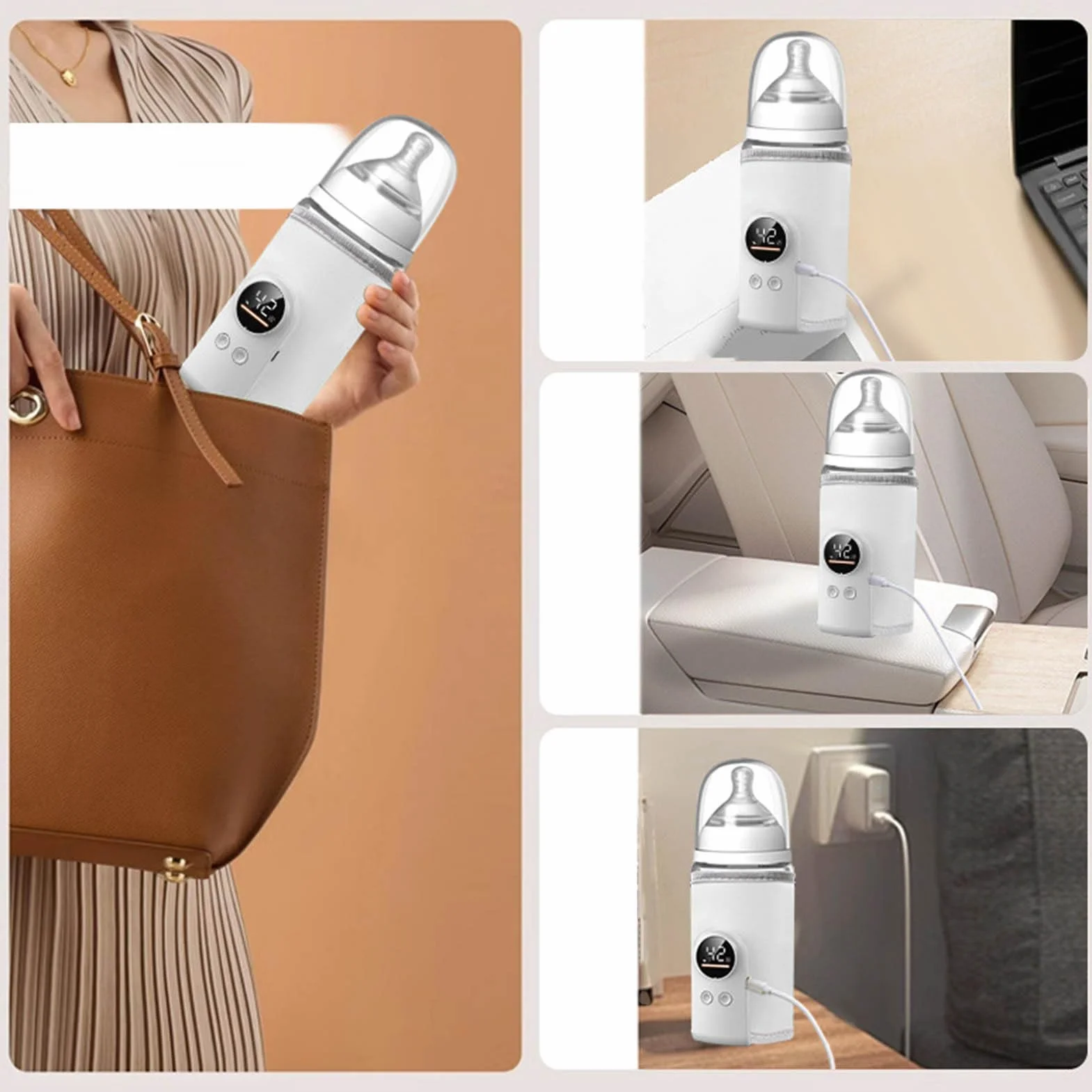 Bottle Warmer - USB Powered Milk Heating Sleeve for Infant Feeding | Portable Fabric Warmer Wrap with Adjustable Temperature Support, Travel Bottle Heater for Car Camping Nursery Home Use