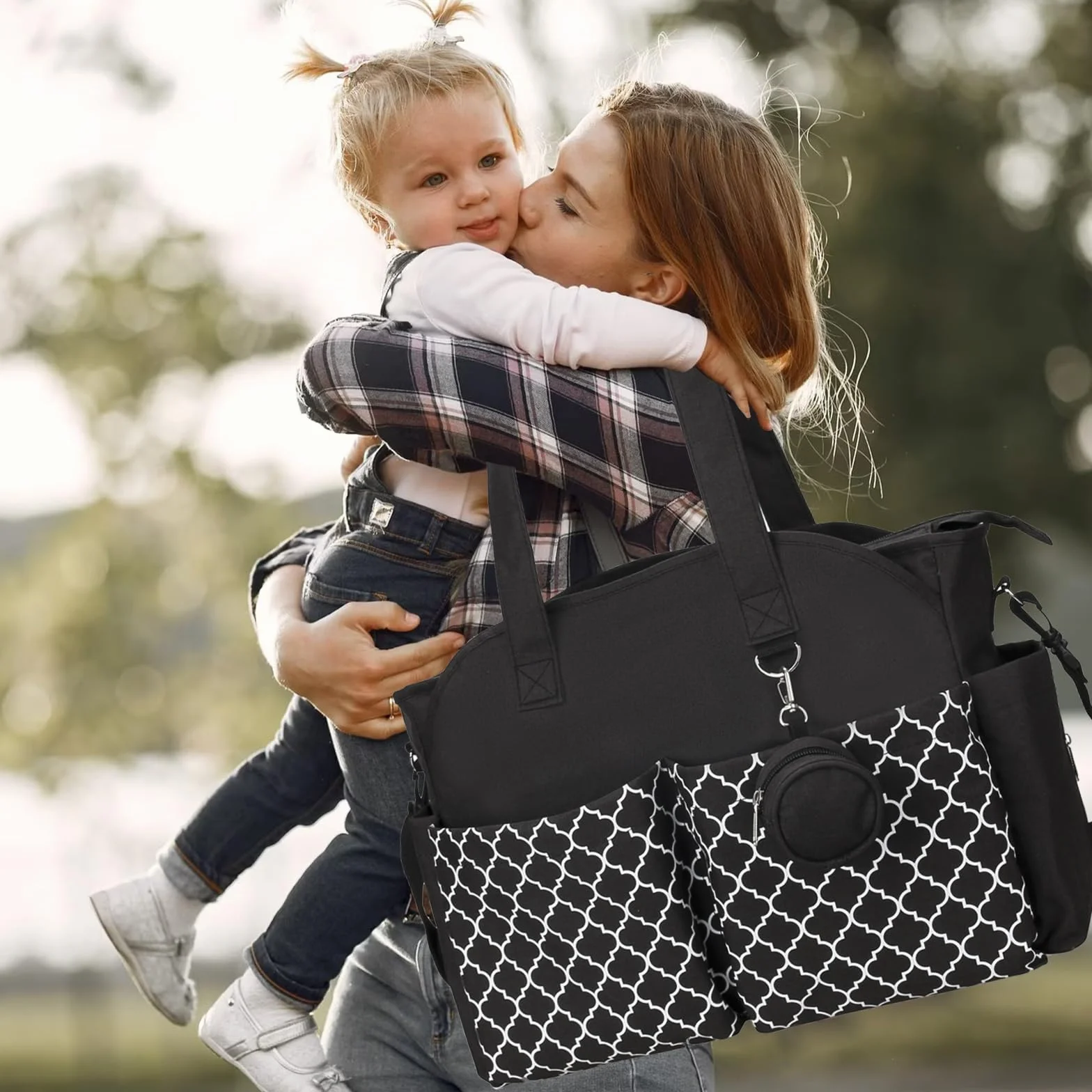 Torba do pieluch dla dziecka, 13 kieszeni, wielokrotne schowki, torba do pieluch podróżna z paskiem na ramię, duża pojemność dla mamy i taty