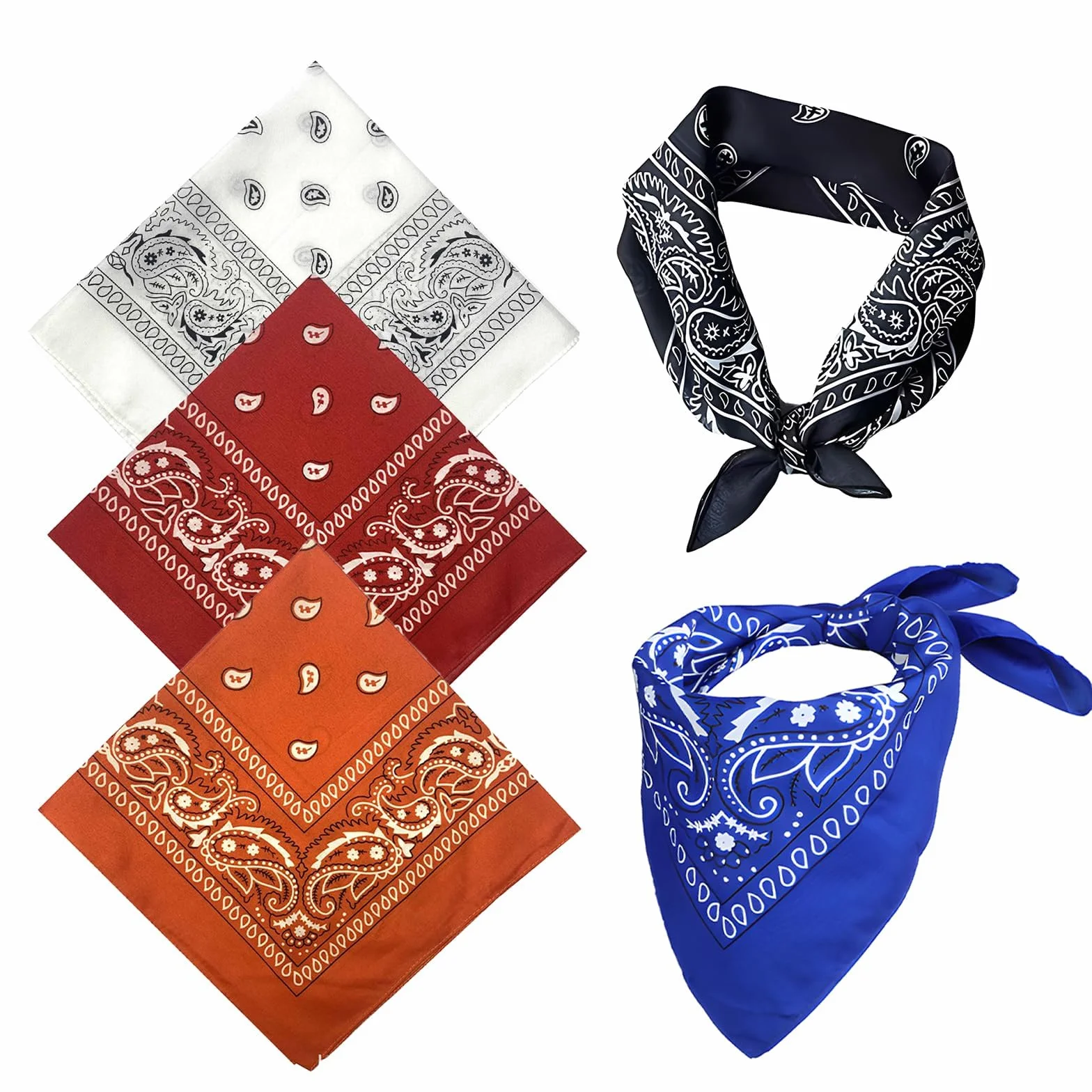 5 sztuk bandana chustka na głowę dla kobiet i mężczyzn, 55 x 55 cm chusta na głowę męska letnia bandana bawełniana paisley, chusta na szyję, chusta trójkątna, szal piracki, nakrycie głowy, szal na