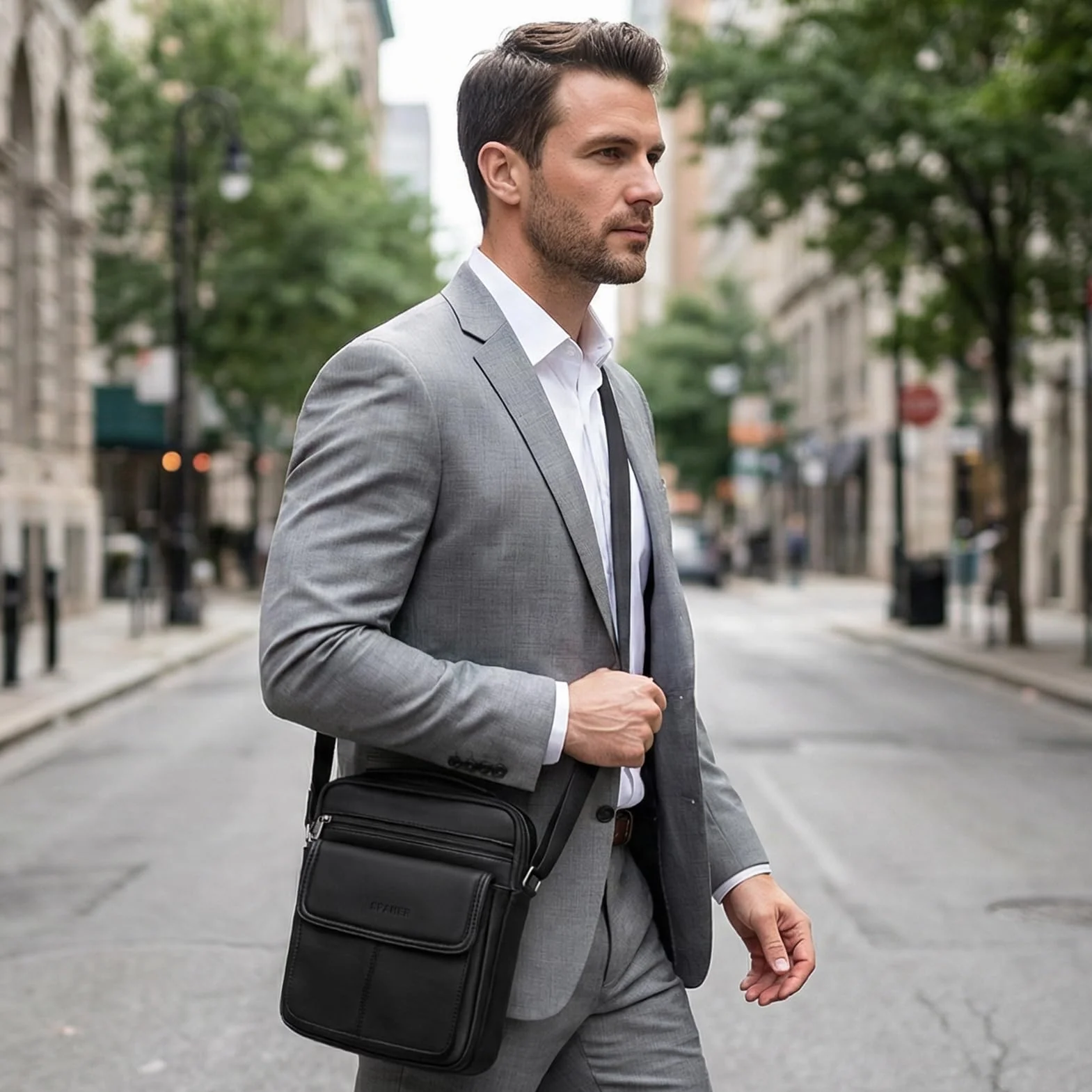 SPAHER Męskie Torebki Skórzane Torby na Ramię do Ipada 9,7 Cala Messenger Torba Biznesowa Crossbody Satchel Sling Wodoodporna Torba Podróżna Codzienna Torba Męska z Regulowanym Paskiem na Ramię