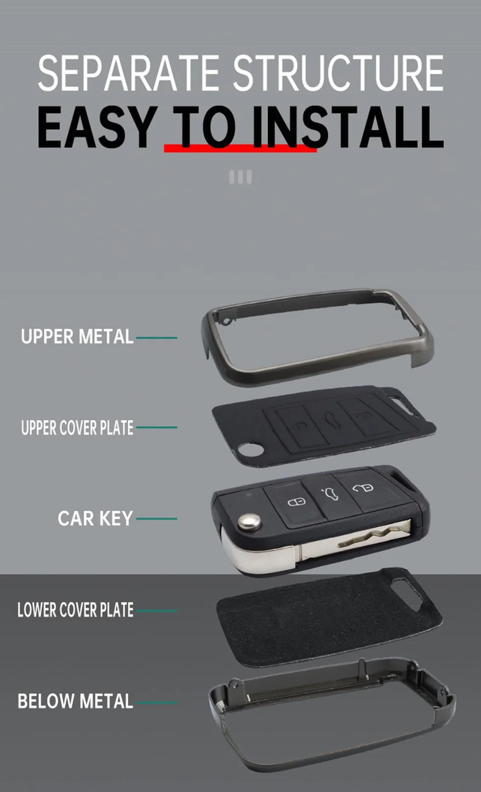ontto Etui na kluczyki samochodowe, pasuje do VW Golf 8 R, ID4, ID5, ID.7, Seat Leon, FR, MK4, Cupra, Formentor, do Skoda Octavia A8 MK8, ze stopu cynku, skóra, etui ochronne, osłona na klucze,