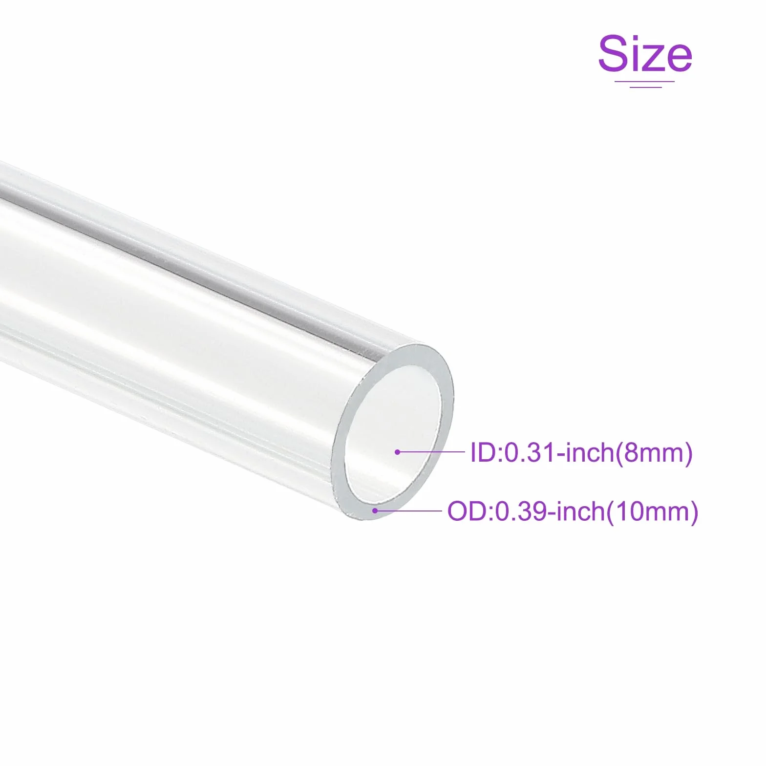 DMiotech 2 szt. 8 mm x 10 mm (5/40.6 cm x 3/20.3 cm) przezroczysta akrylowa rura sztywna plastikowa rurka 25 cm do rury wodnej akwarium, systemu chłodzenia wodą, instalacji wodociągowej