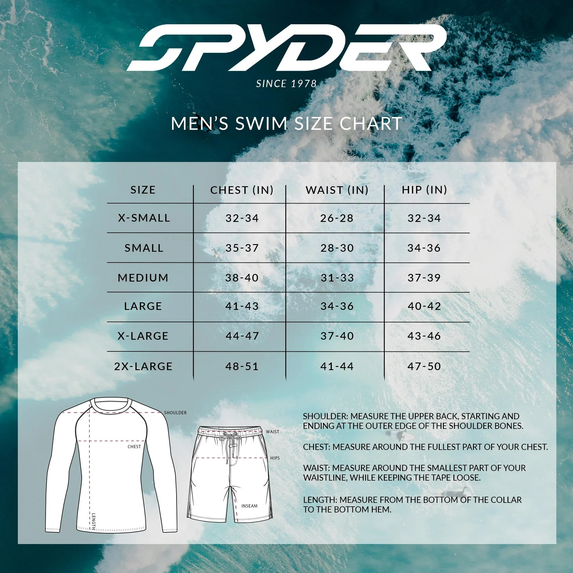Spyder Spodenki kąpielowe Mężczyźni Swim Trunks, Stretch, Quick-dry, 7-inch Board Shorts, Upf+, Pockets, Compression Brief Liner