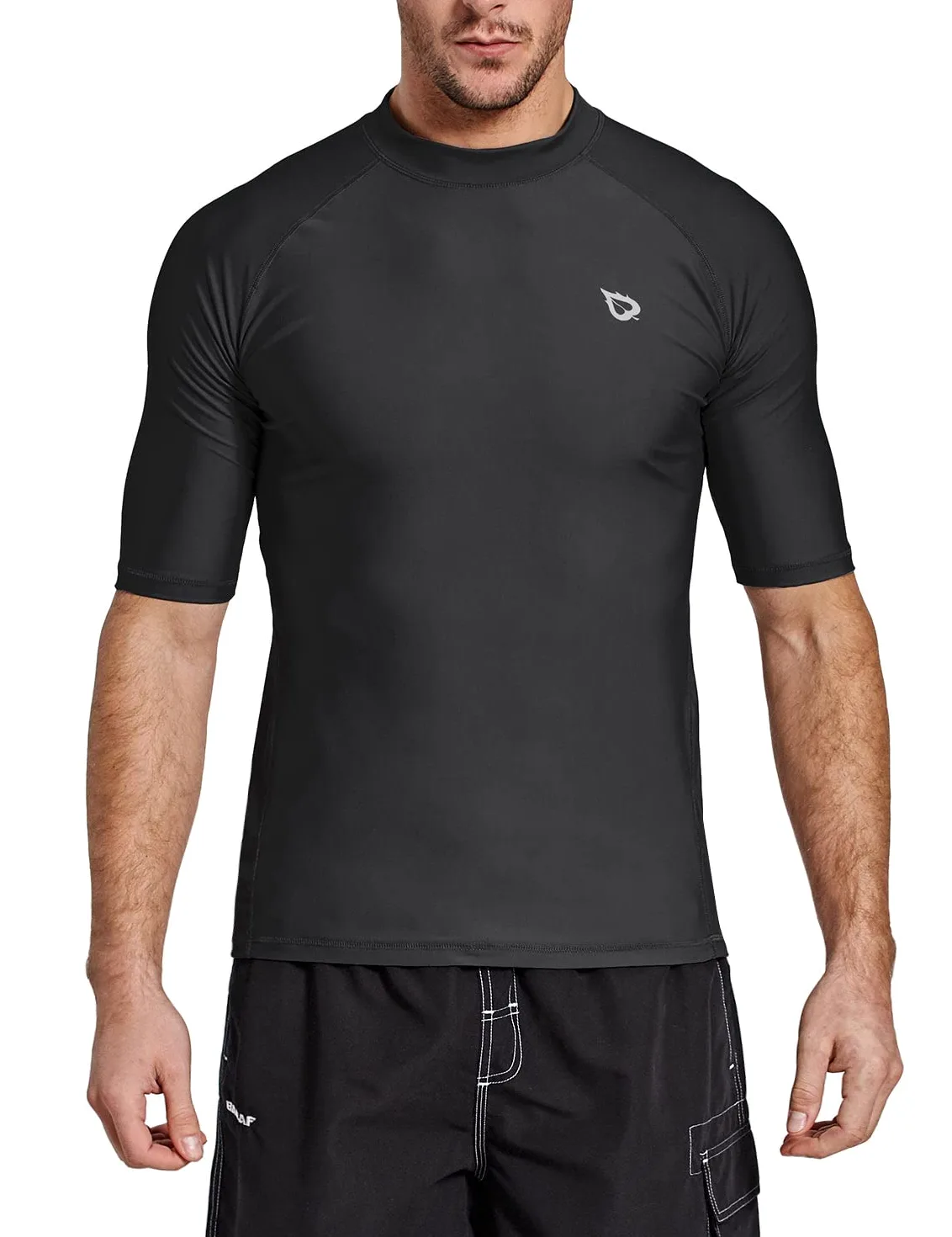 BALEAF Męska koszulka UV UPF 50+ z krótkim rękawem Rashguard, męska koszulka do pływania, nurkowania