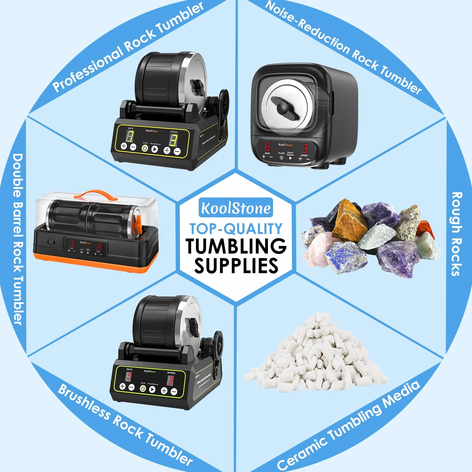 Rock Tumbler Grit and Ceramic Tumbling Media 1,8 kg, polerowanie do 11,3 kg skał, zestaw polskich wkładów uzupełniających, kompatybilny z każdym kubkiem