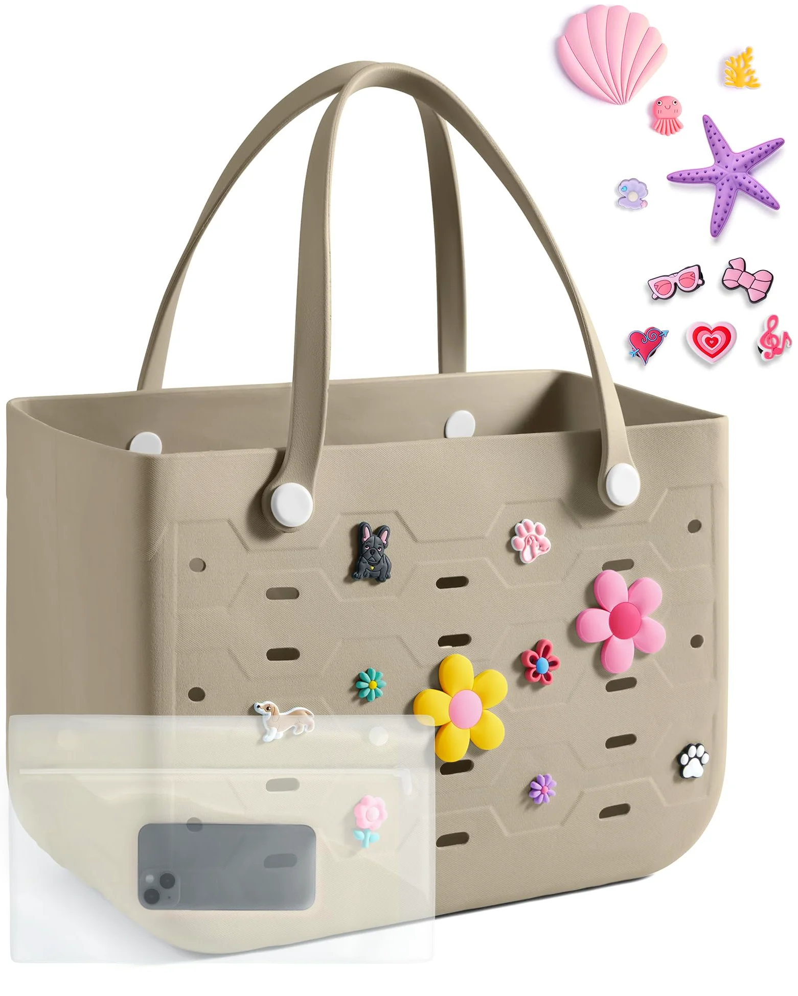 bagsmart Torba plażowa z gumy, wodoszczelna torebka w kształcie otworu, torba na zakupy, na podróż, kemping, plażę, basen, siłownię, zakupy