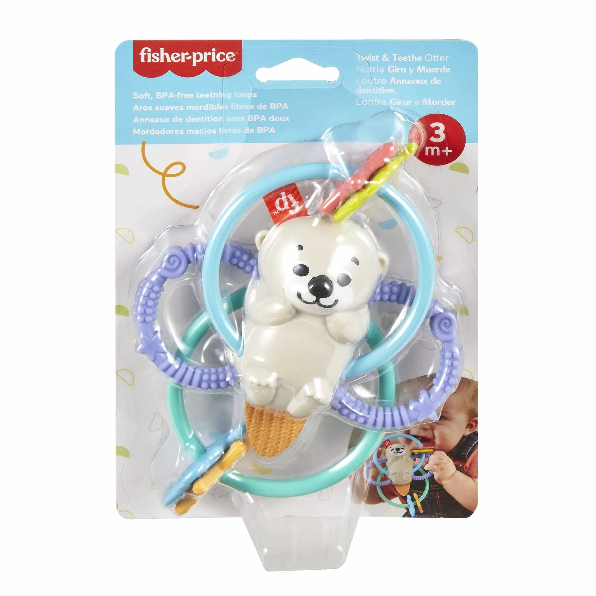 Fisher-Price Wyderka Zakręcony gryzaczek bez bisfenolu A, z elastycznymi krążkami, zabawka dla niemowląt, HJW12