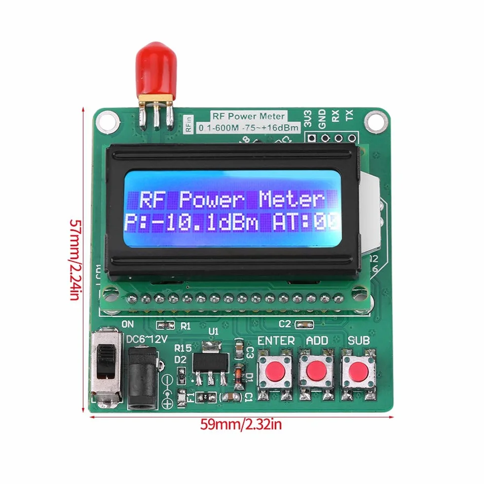 Miernik Mocy RF Miernik Mocy 1–600 MHz, Miernik Mocy RF Miernik Mocy RF Testowanie Elektryczne Mierniki Mocy Miernik Tłumienia Częstotliwości z Cyfrowym Wyświetlaczem LCD do Radia