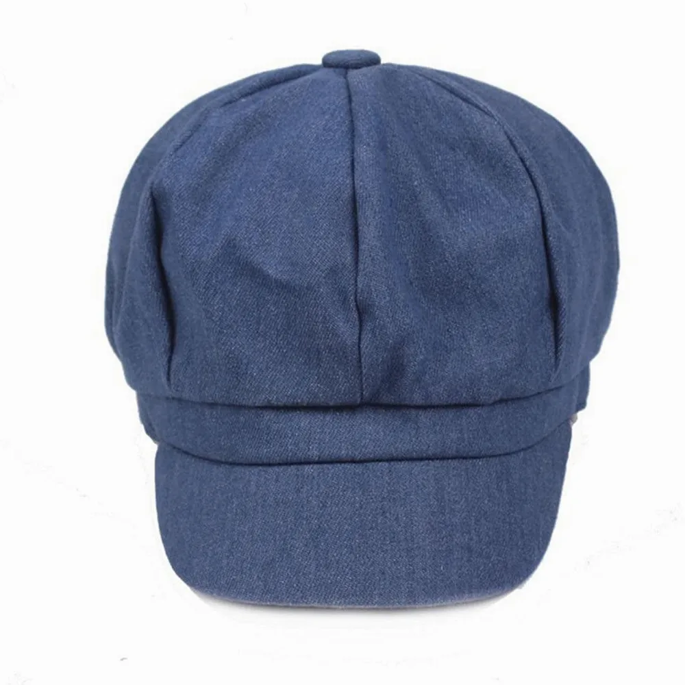 Czapka gazeciarza damska Denim ośmiokątna czapka Baker czapka chłopięca kapelusz beret damski wiosenny letni bawełniany francuski kapelusz malarza (kolor: argento, rozmiar: 56-58 cm) (3 szt.)