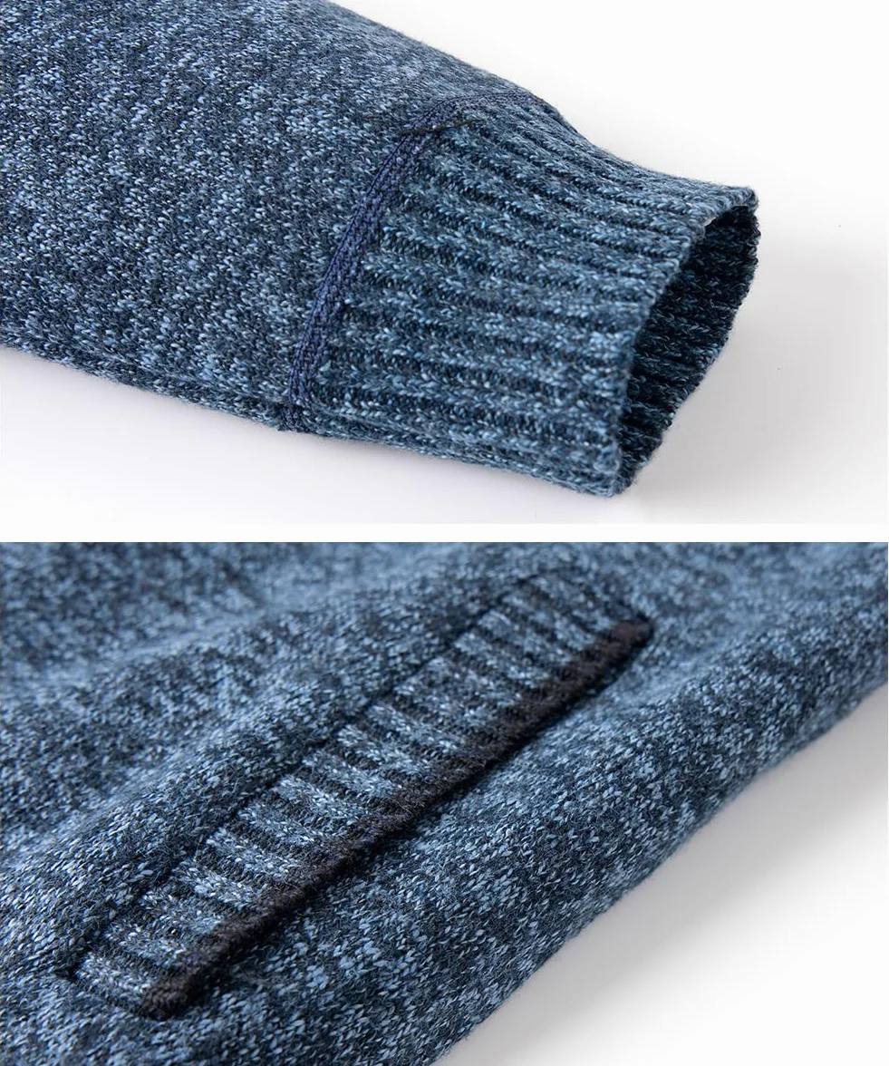 Męski sweter ze stójką na co dzień z polarową podszewką Sweter z dzianiny na zimę z długim rękawem Masywny sweter